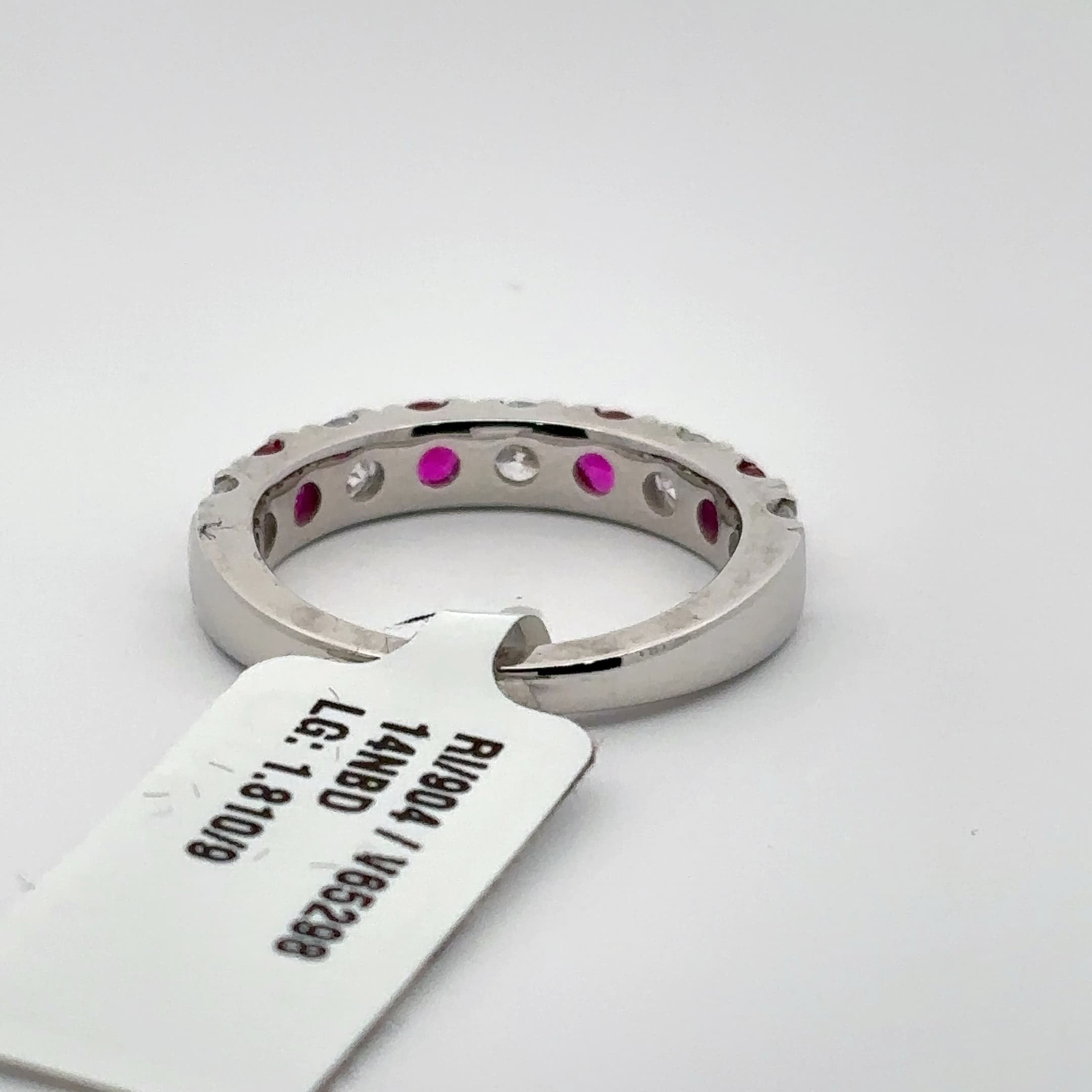 White Gold Eternity Ring with Oval Cabochon Rubies 4