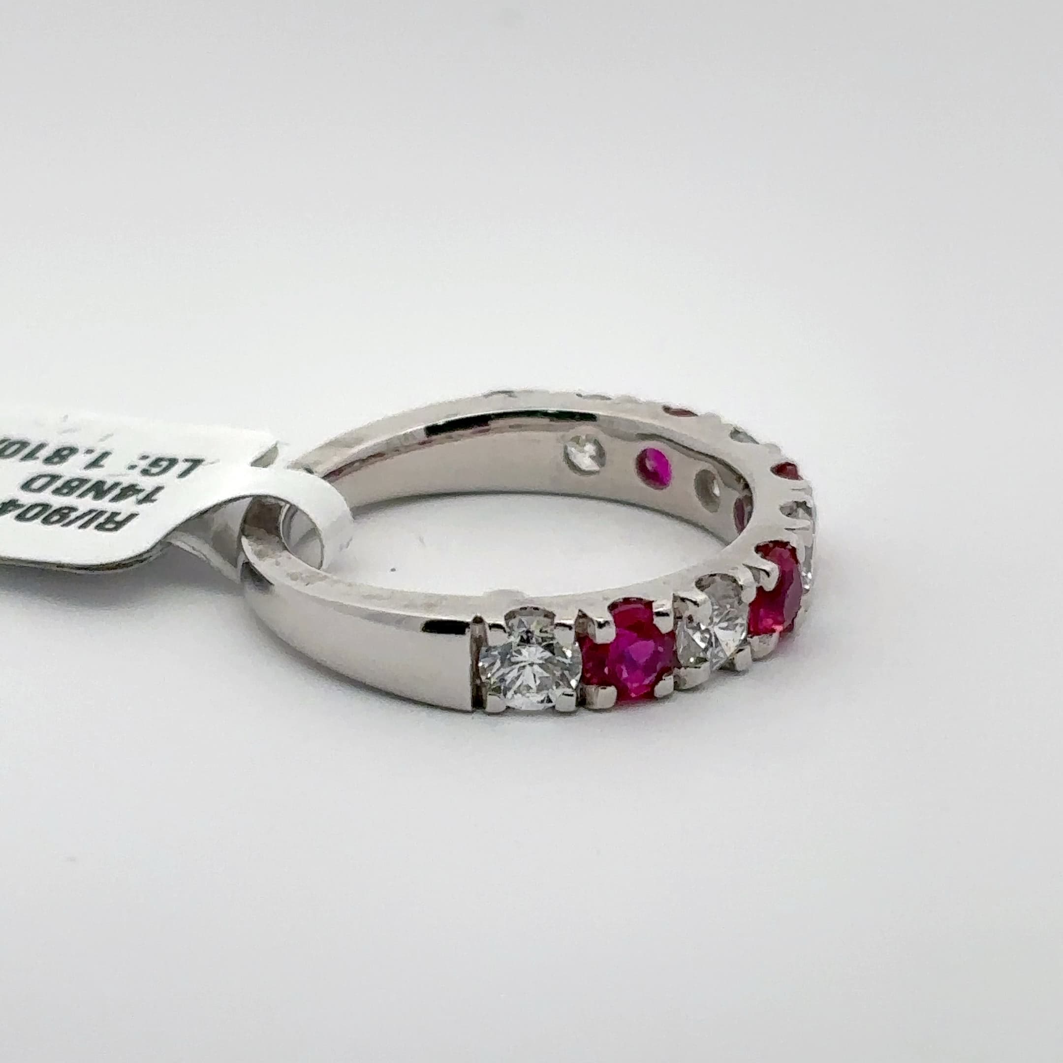 White Gold Eternity Ring with Oval Cabochon Rubies 5