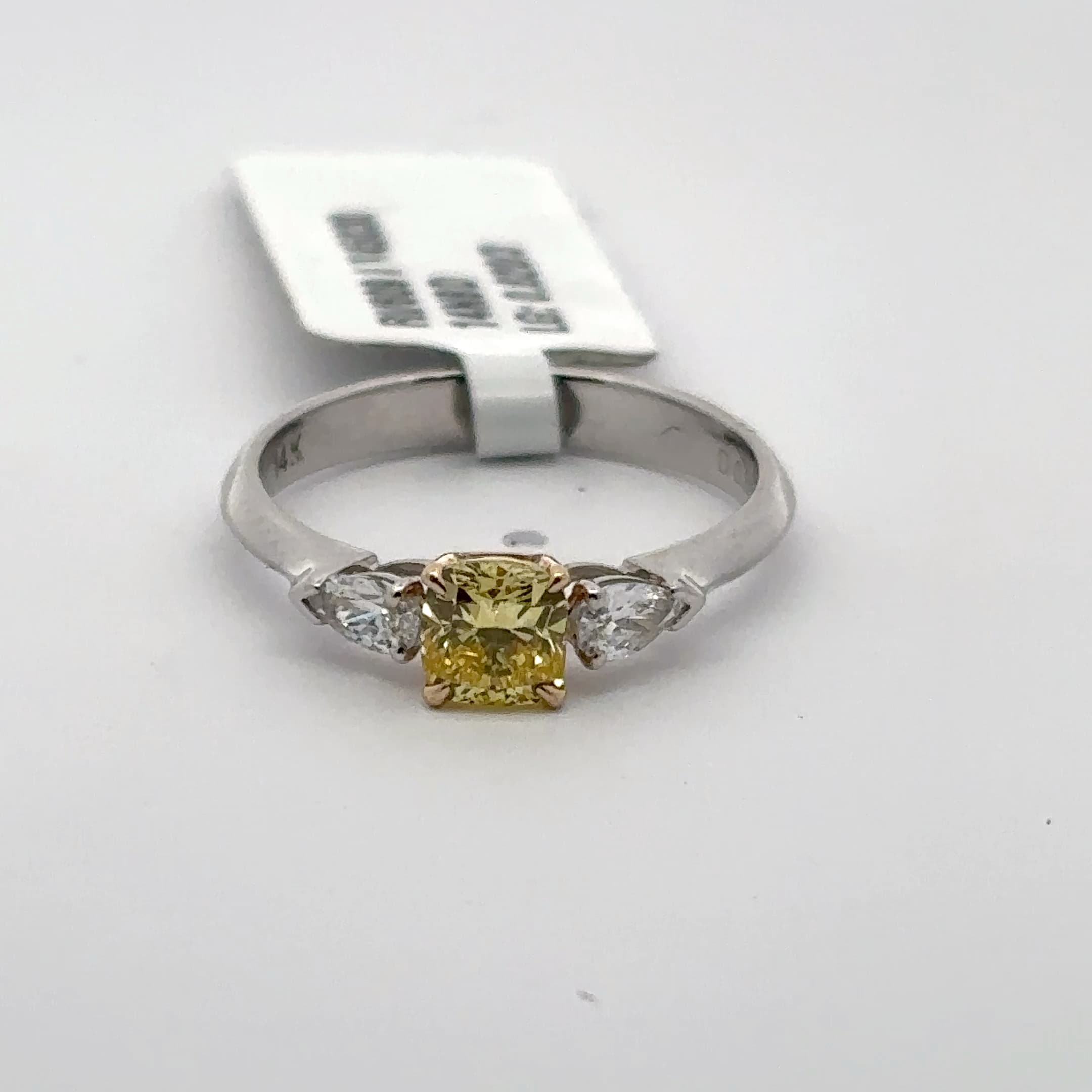 Fancy Yellow Cushion Cut Diamond Ring in White Gold 2