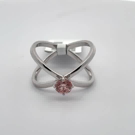 White Gold Plated Sterling Silver Multi-Stone Ring with Round Cut Quartz