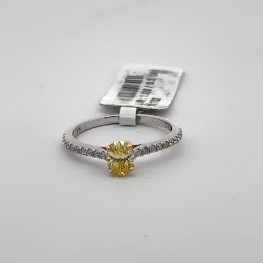 Fancy Yellow Oval Cut Diamond Ring in White Gold