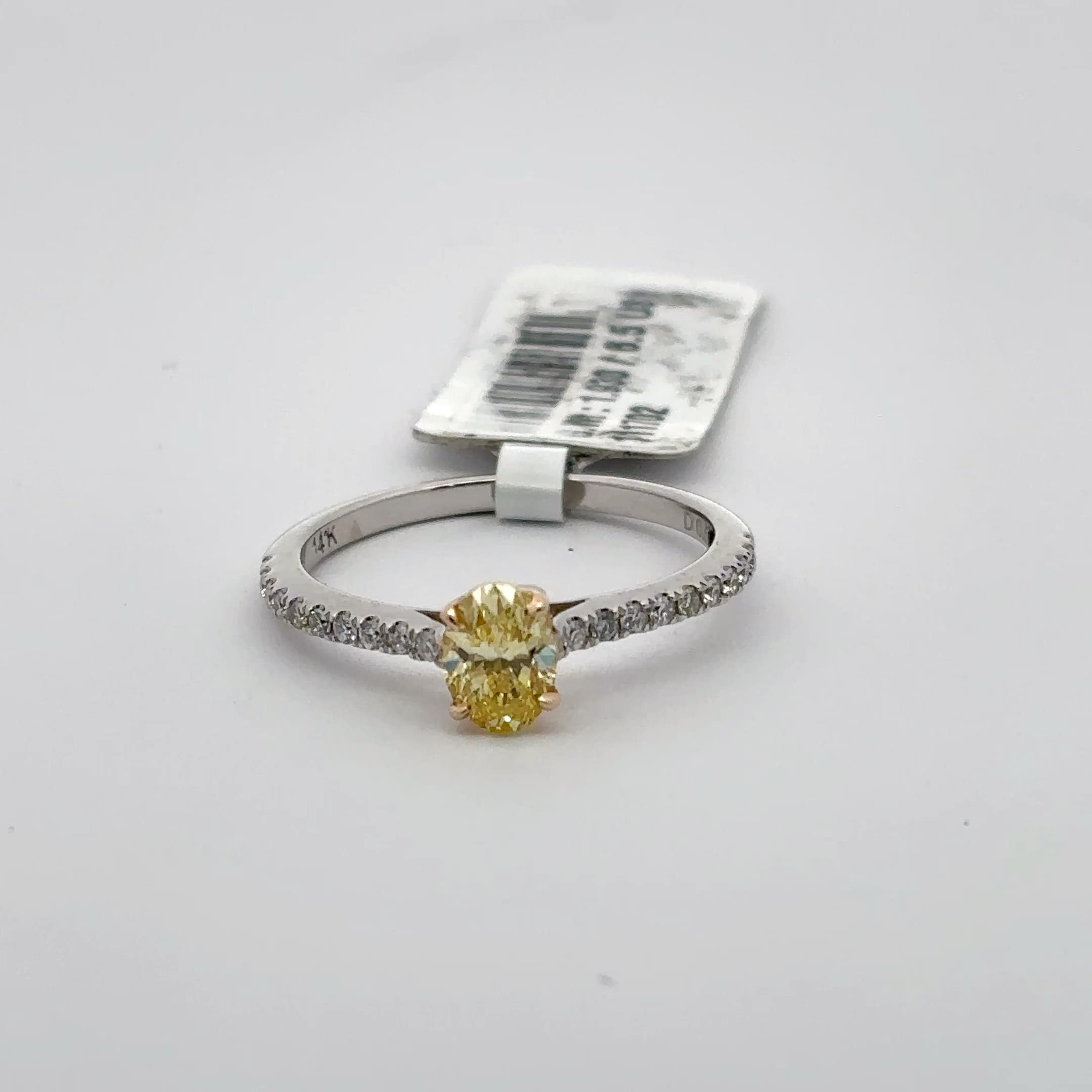Fancy Yellow Oval Cut Diamond Ring in White Gold 2