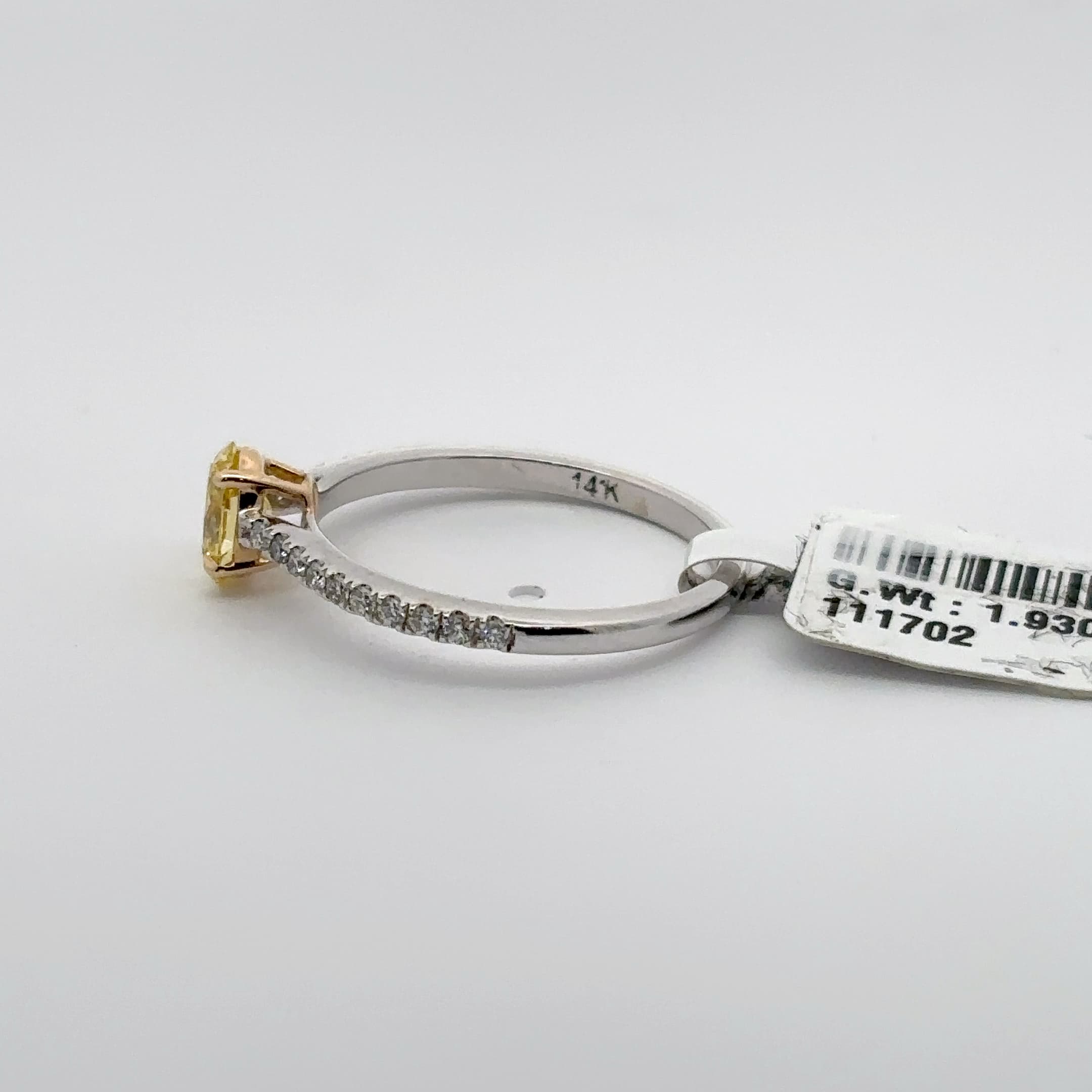 Fancy Yellow Oval Cut Diamond Ring in White Gold 3