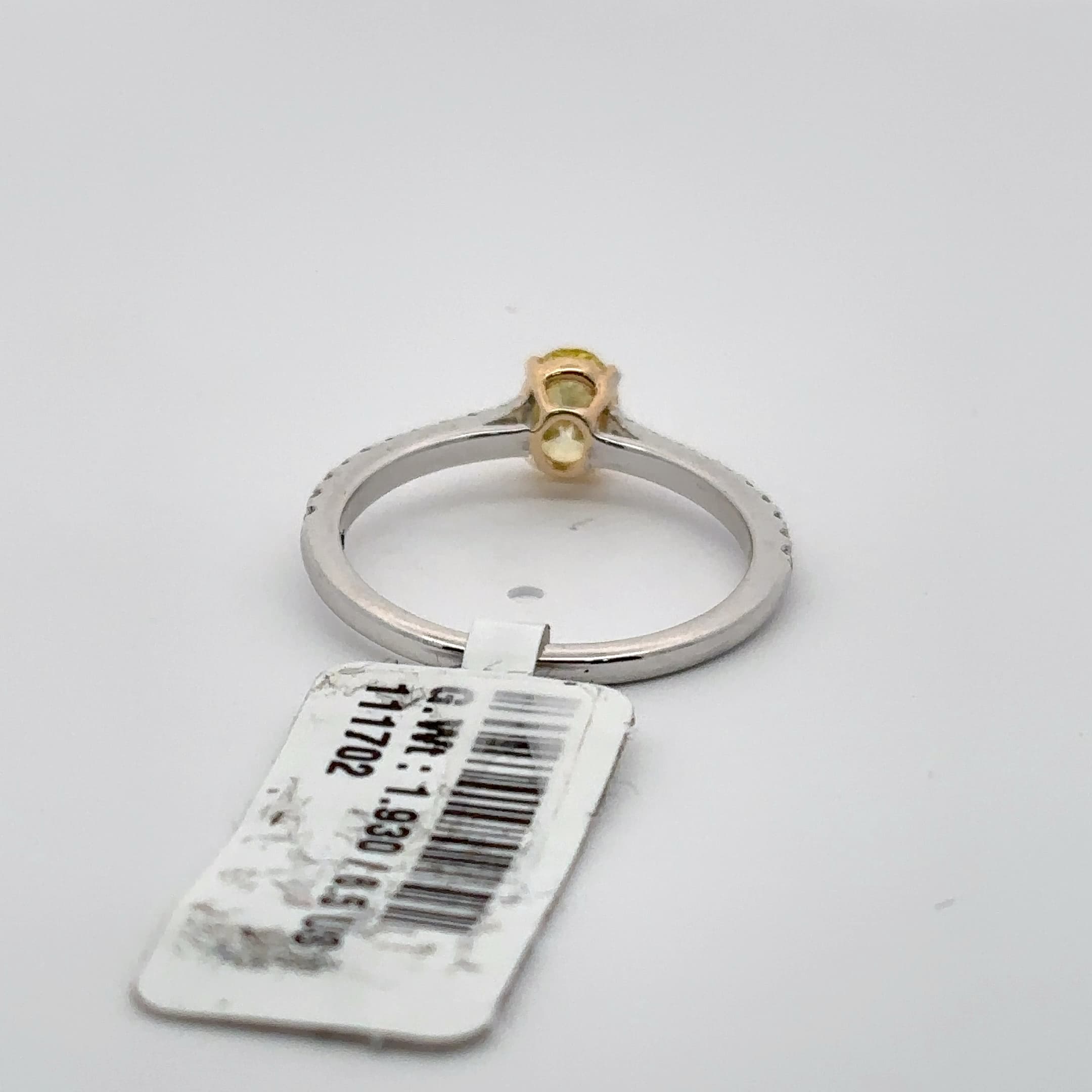 Fancy Yellow Oval Cut Diamond Ring in White Gold 4