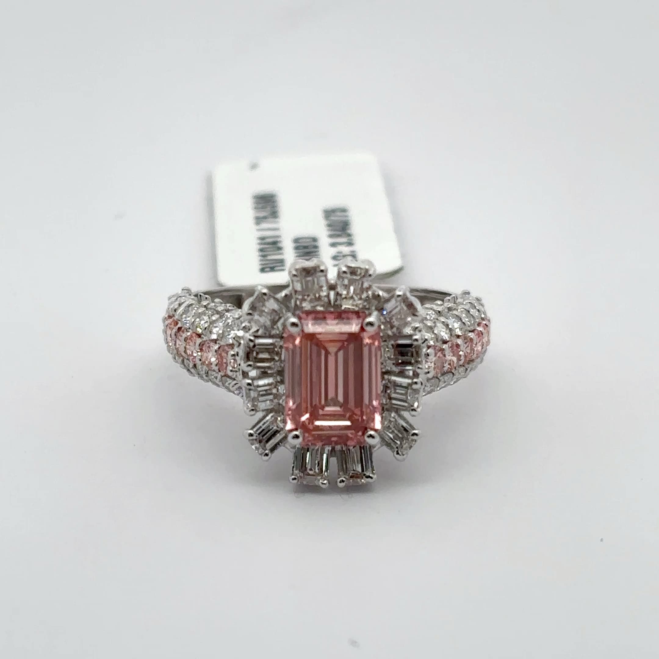 Multistone Ring with Emerald Cut Red Diamond 2