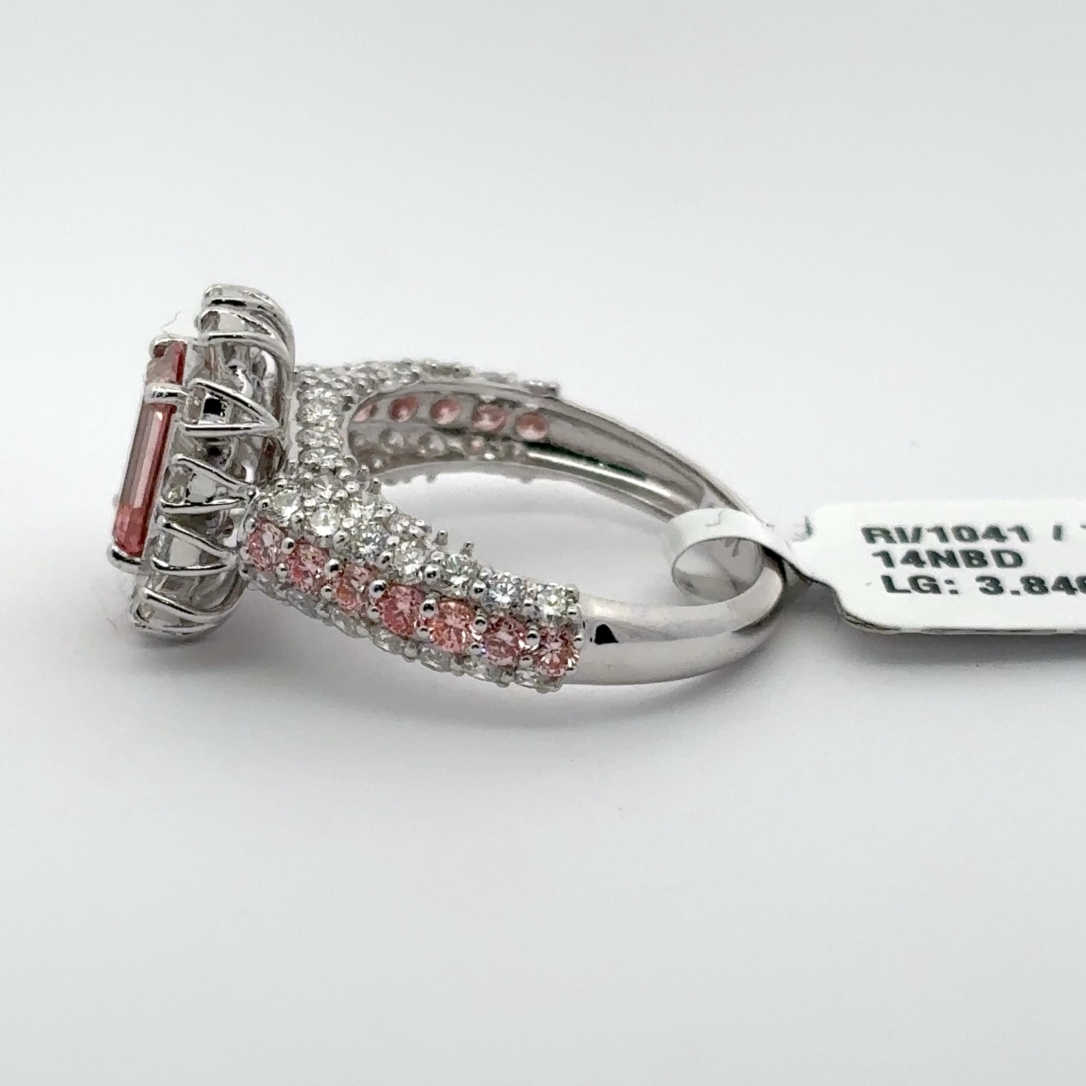 Multistone Ring with Emerald Cut Red Diamond 3