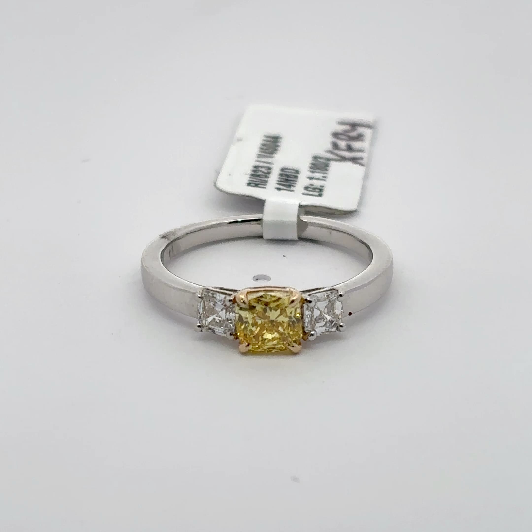 Cushion Cut Yellow Diamond Multistone Ring in White Gold 2