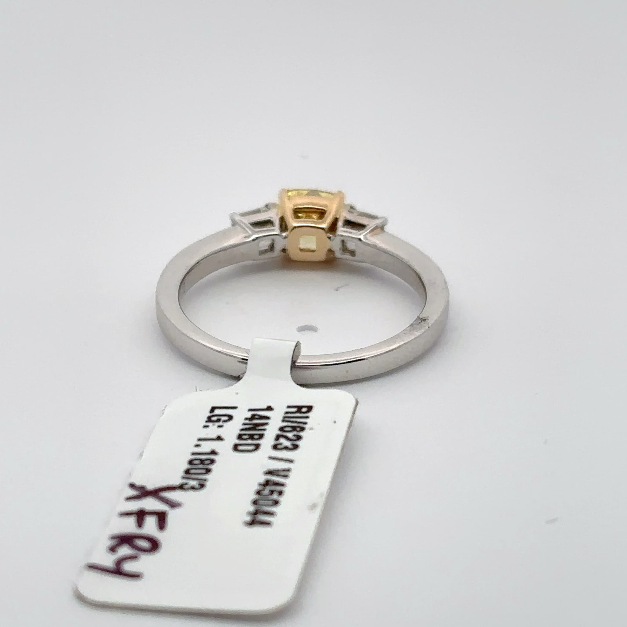 Cushion Cut Yellow Diamond Multistone Ring in White Gold 4