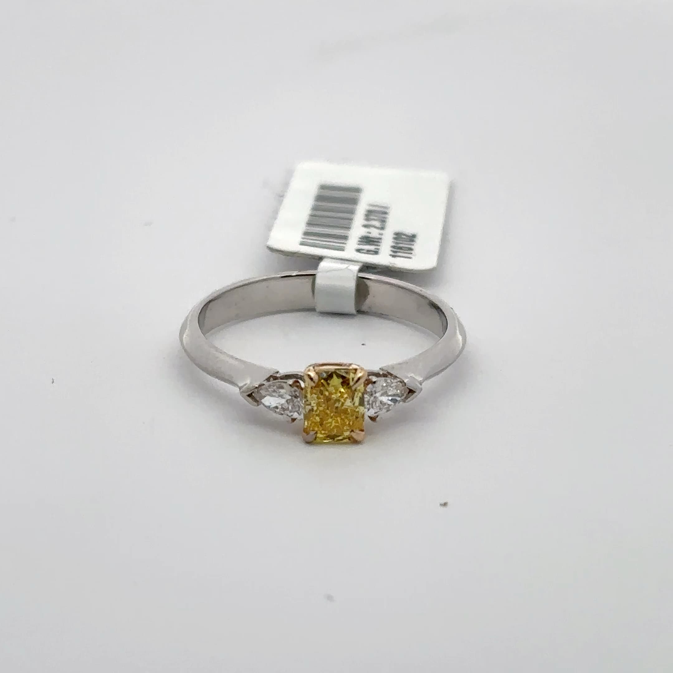 White Gold Multi-Stone Ring with Cushion Cut Yellow Diamond 2