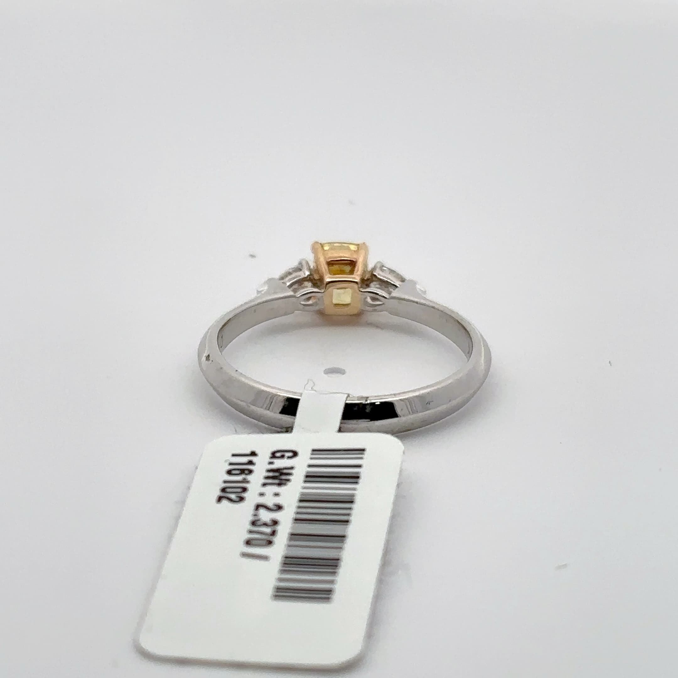 White Gold Multi-Stone Ring with Cushion Cut Yellow Diamond 4