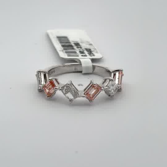 White Gold Multistone Ring with Emerald Cut Diamonds