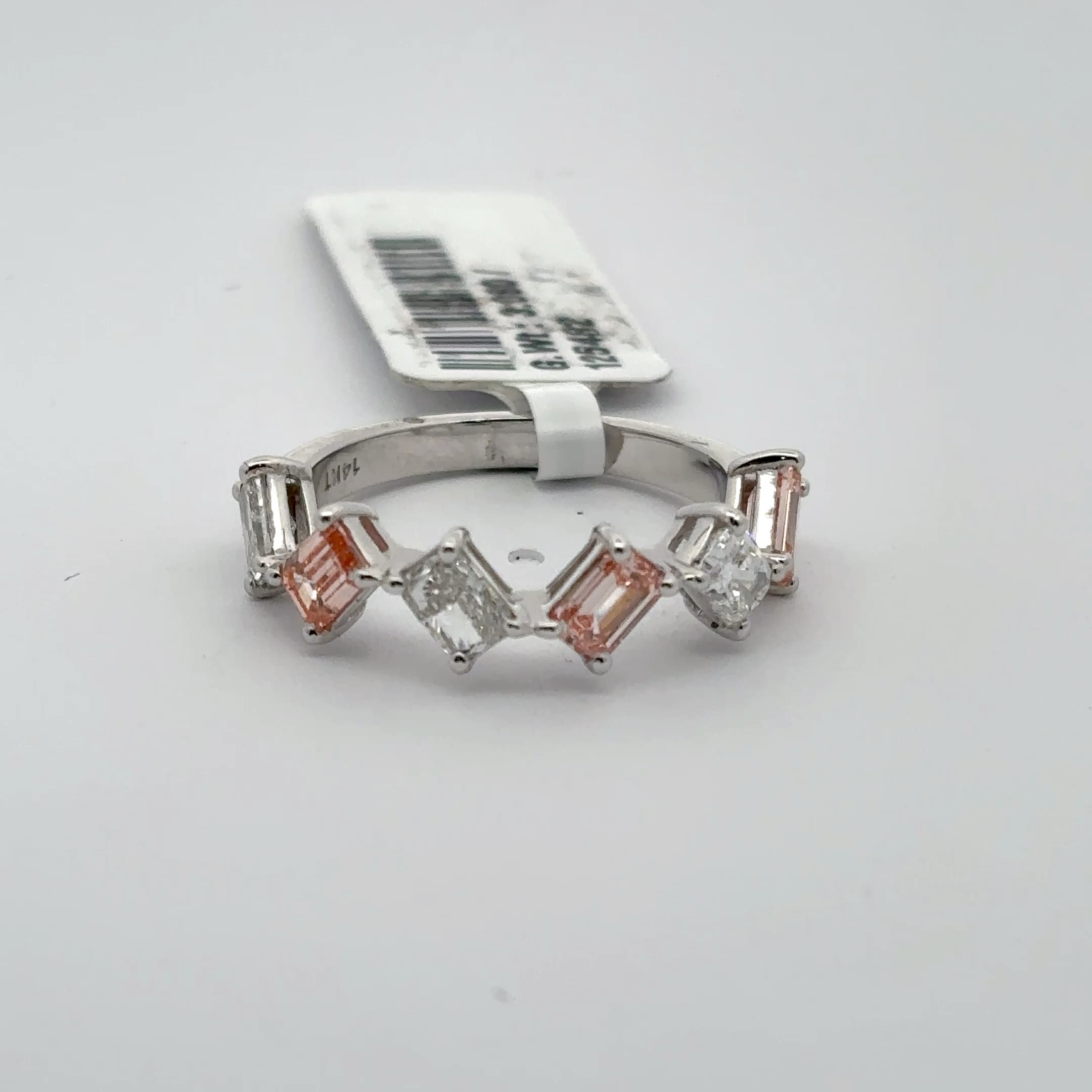 White Gold Multistone Ring with Emerald Cut Diamonds 2