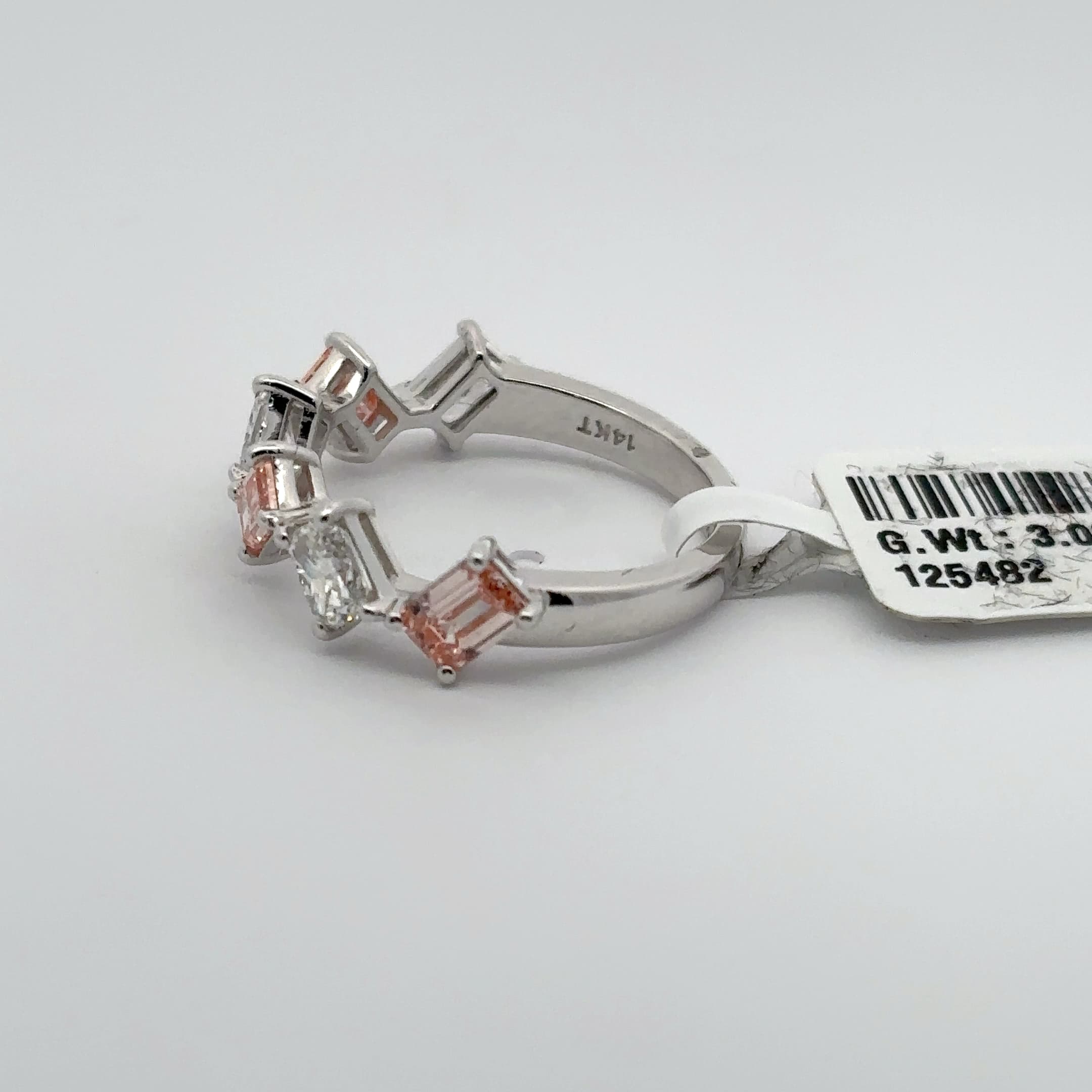 White Gold Multistone Ring with Emerald Cut Diamonds 3