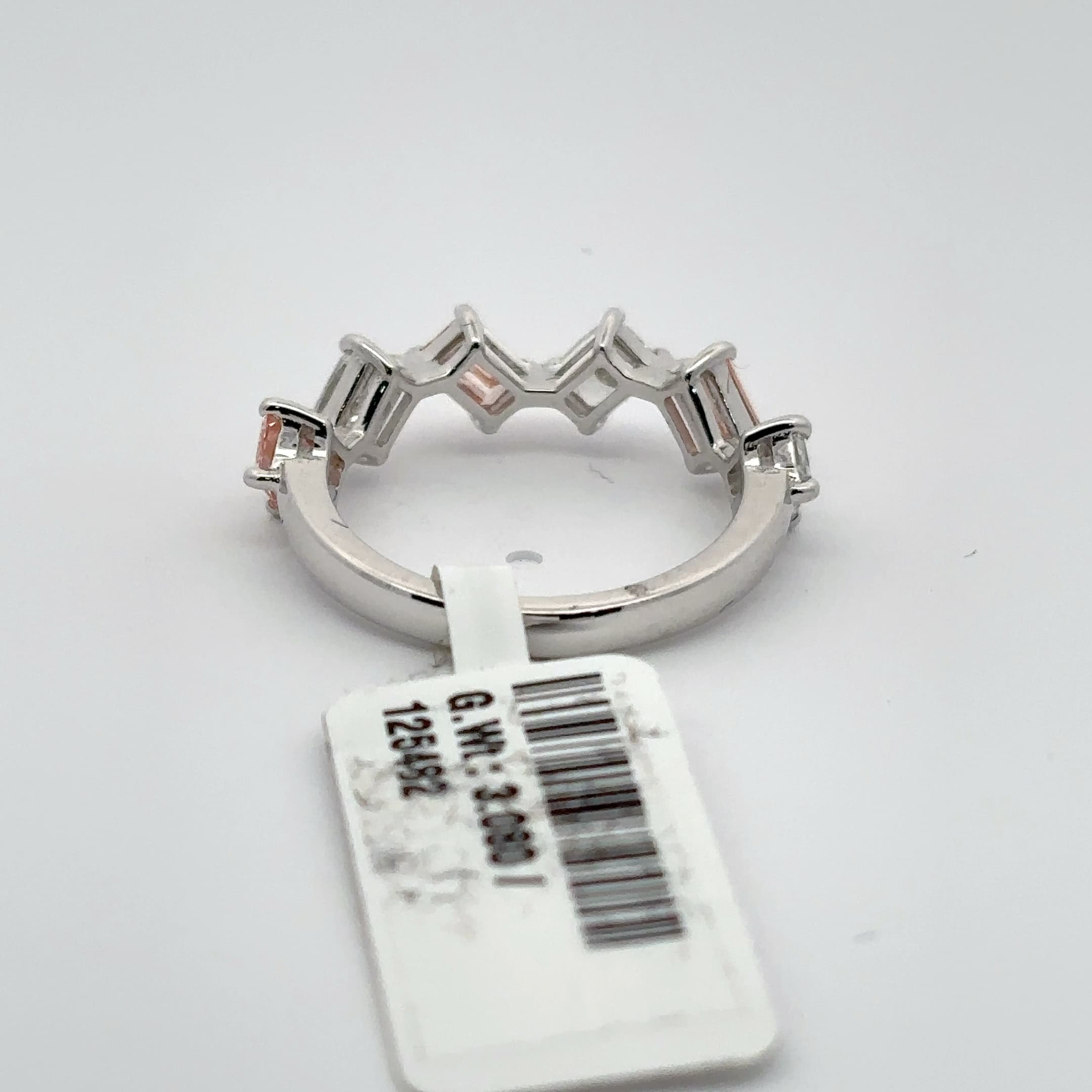 White Gold Multistone Ring with Emerald Cut Diamonds 4
