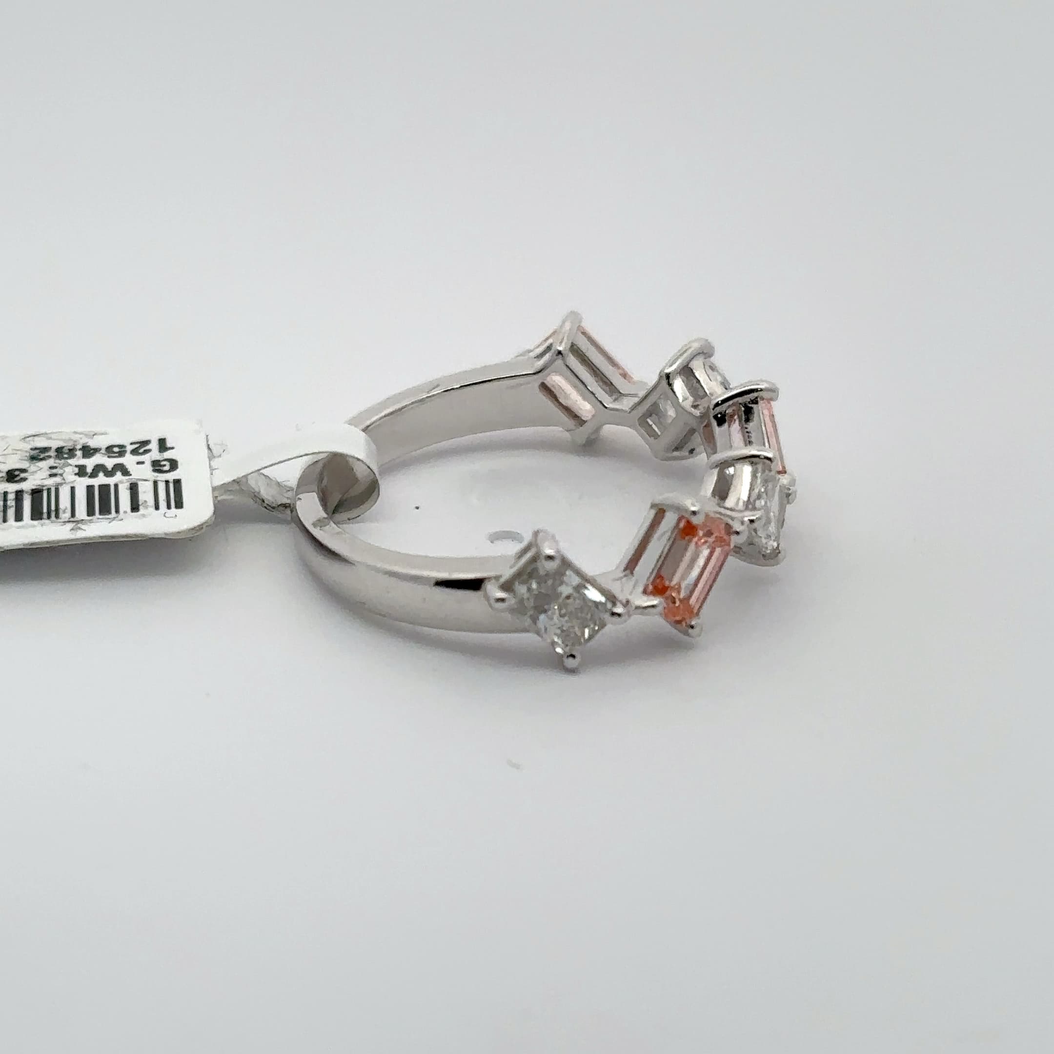 White Gold Multistone Ring with Emerald Cut Diamonds 5