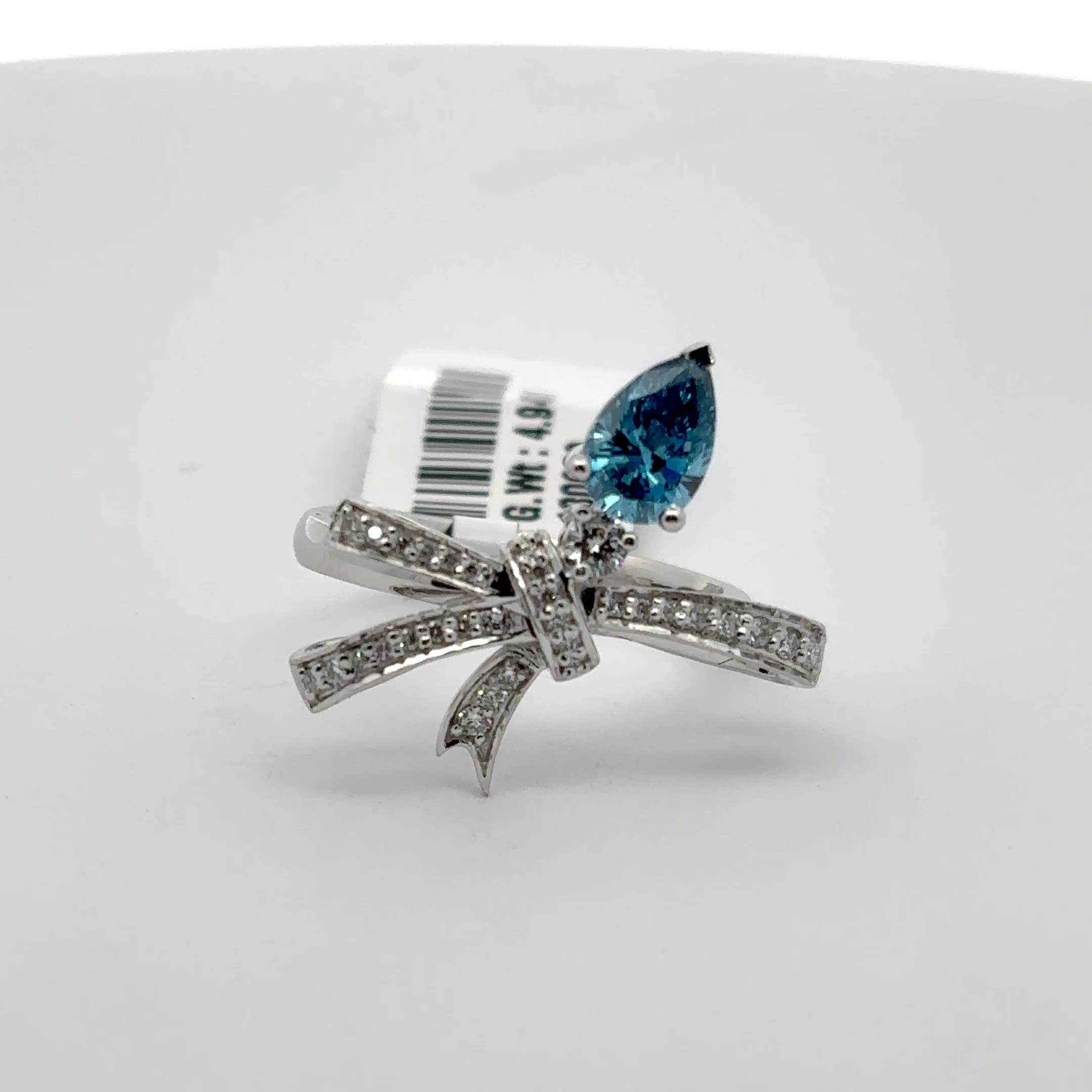 White Gold Plated Silver Multistone Ring with Bluish-Green Aquamarine 2
