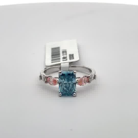 White Gold over Silver Aquamarine Multistone Ring