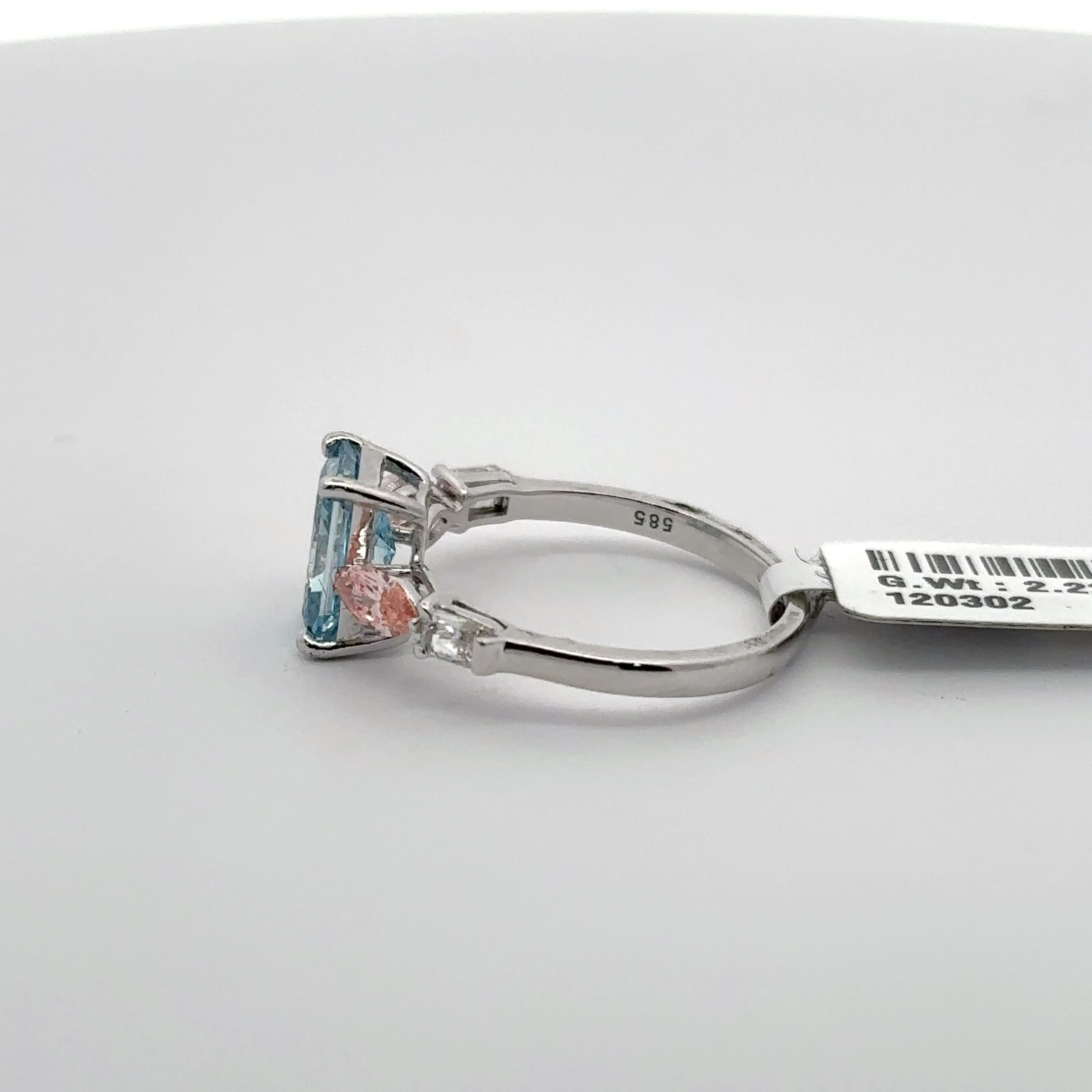 White Gold over Silver Aquamarine Multistone Ring 3