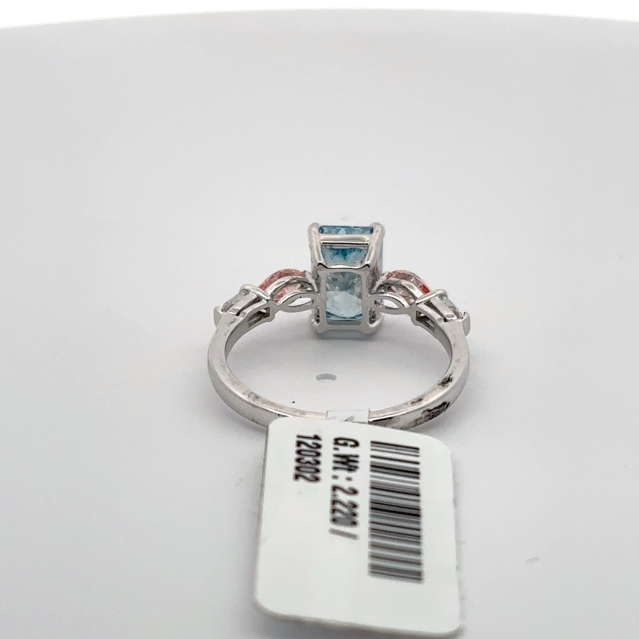 White Gold over Silver Aquamarine Multistone Ring 4