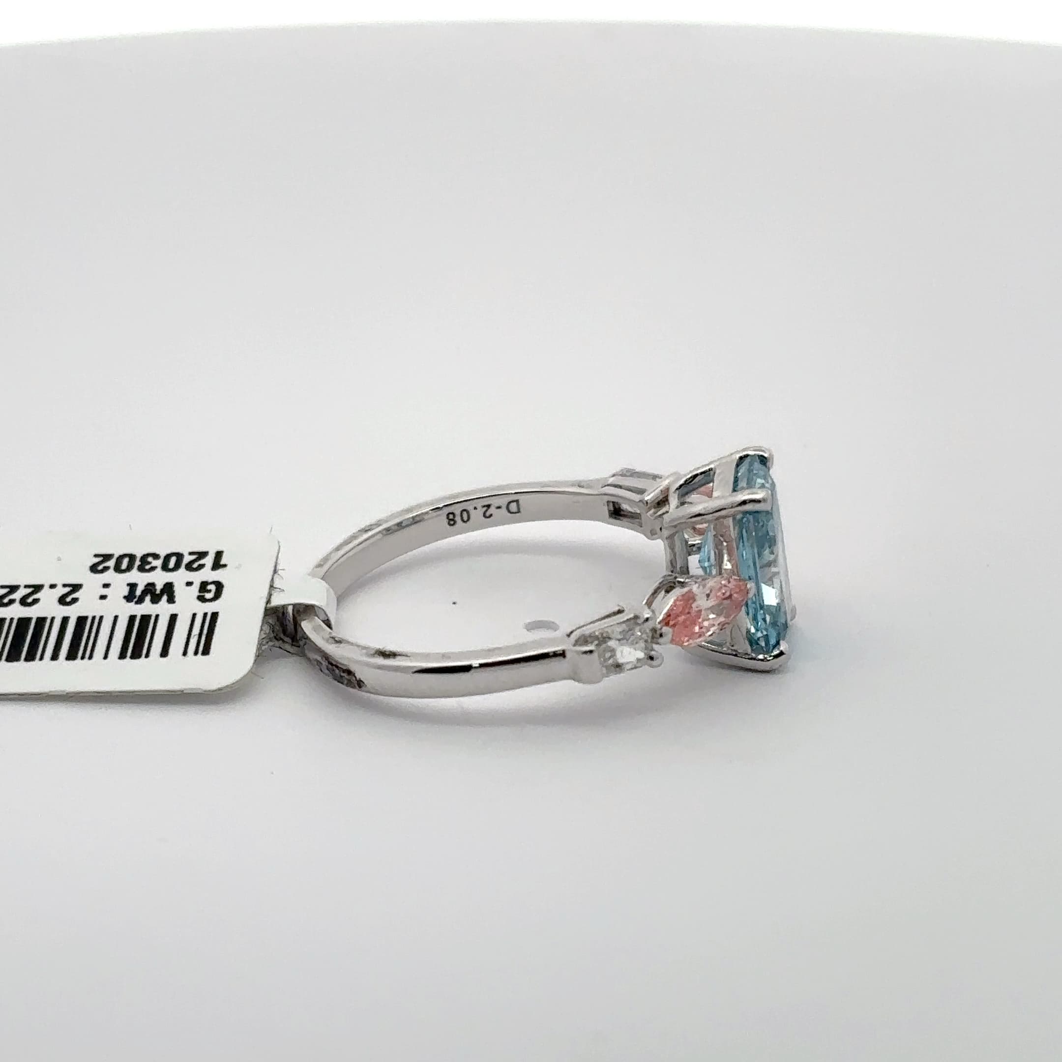 White Gold over Silver Aquamarine Multistone Ring 5