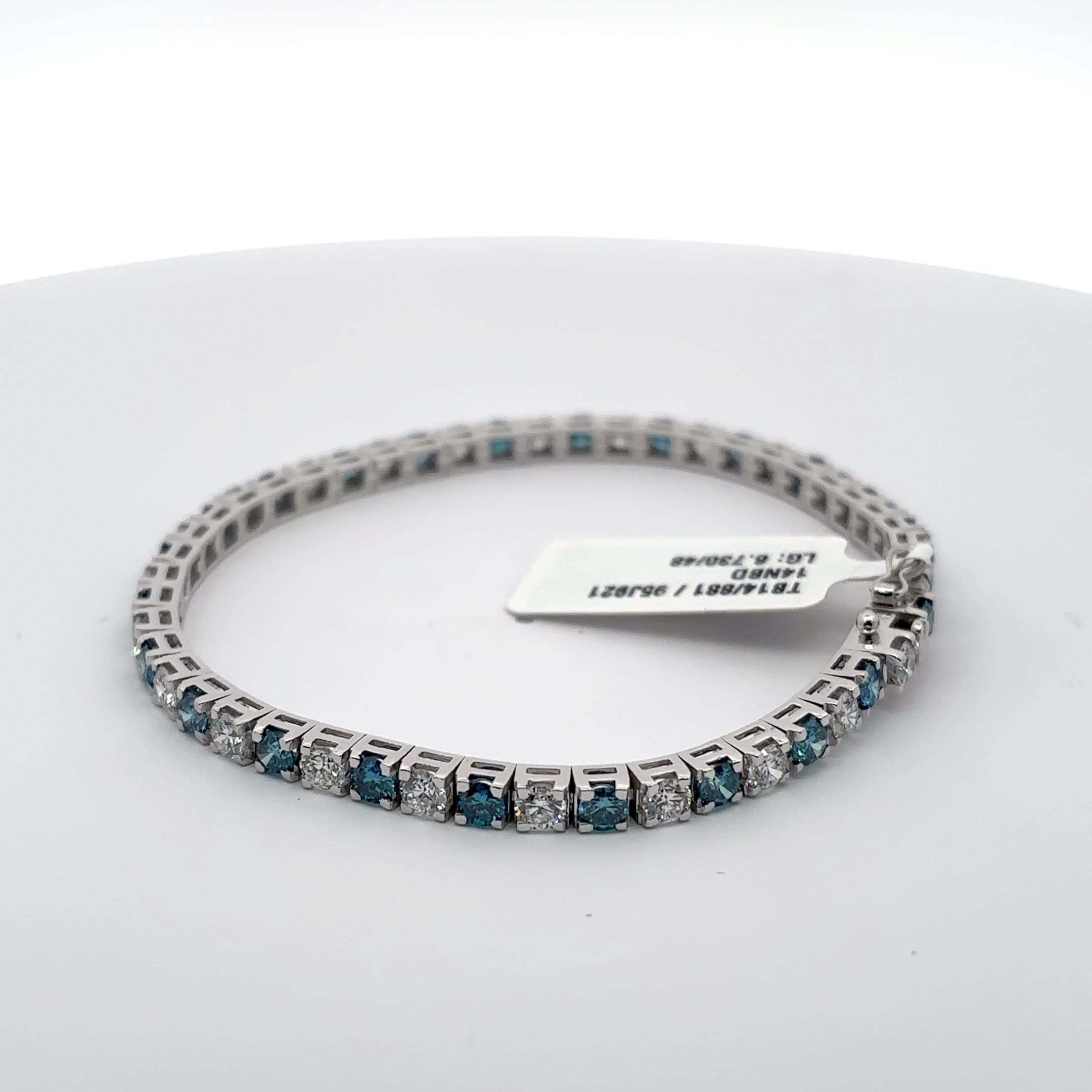 White Gold Tennis Bracelet with Square Cut Blue Diamond 3