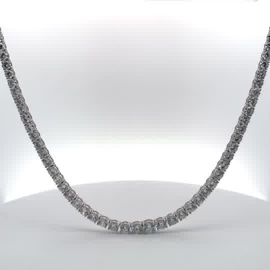 White Gold Diamond Round Brilliant Cut Tennis Necklace