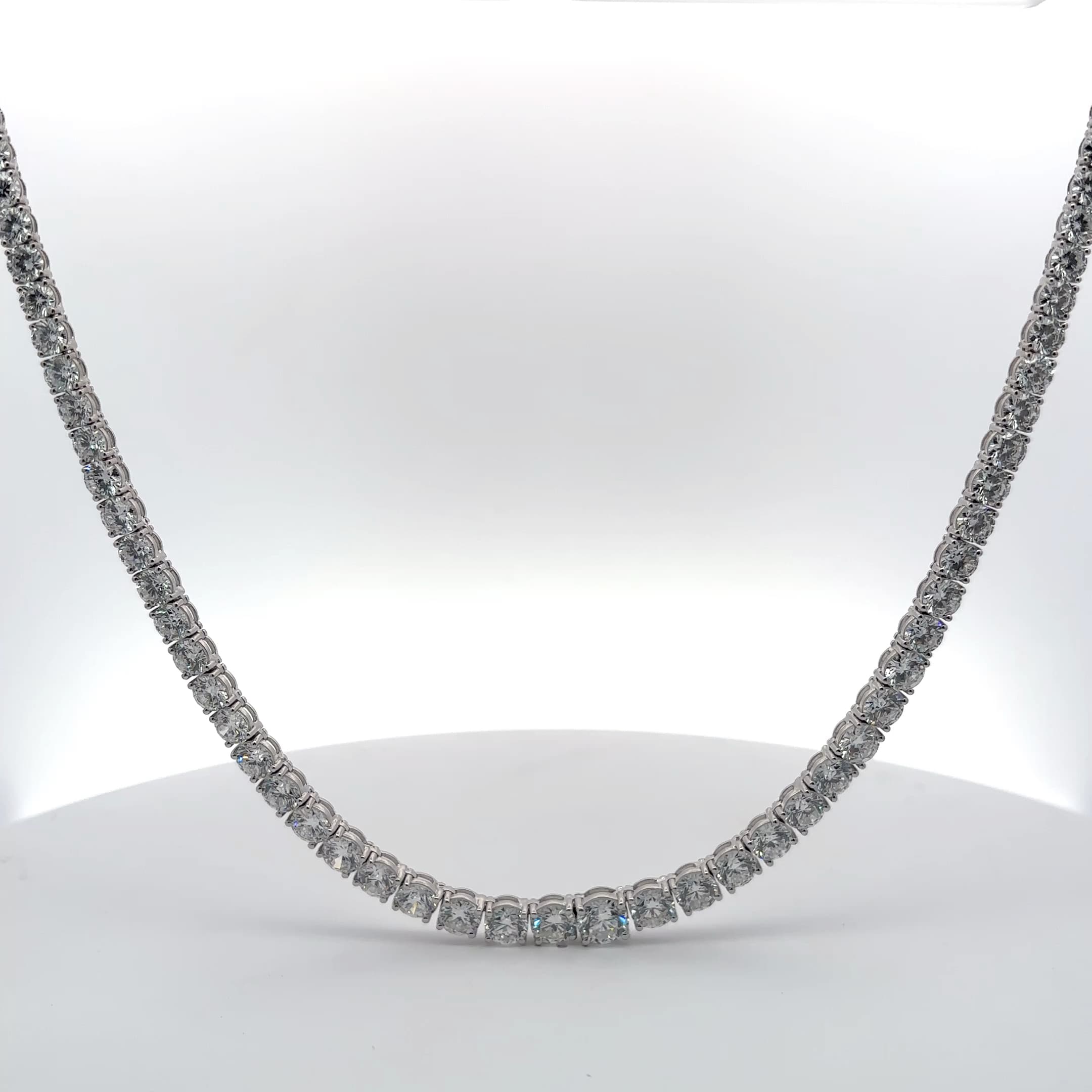 White Gold Diamond Round Brilliant Cut Tennis Necklace 2