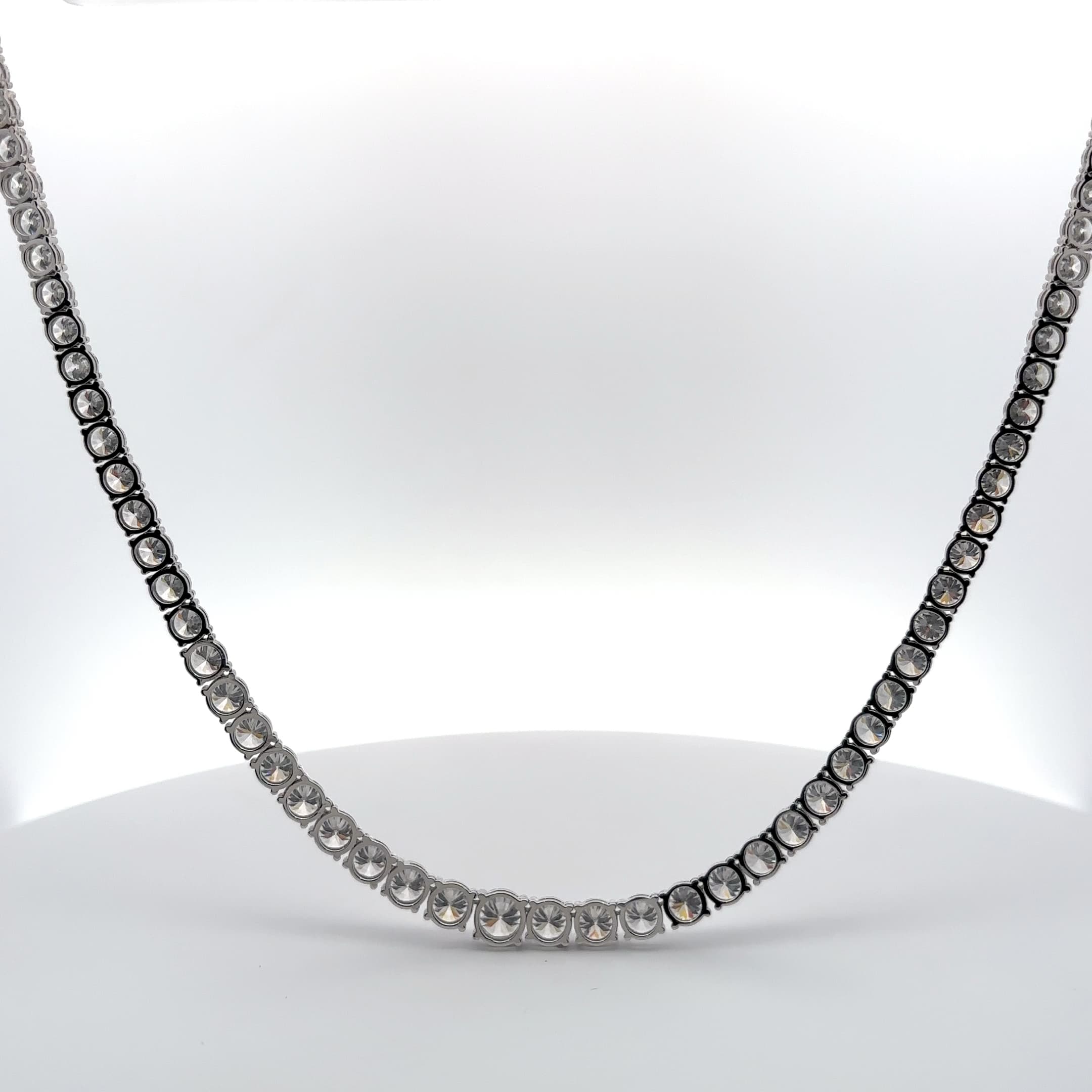 White Gold Diamond Round Brilliant Cut Tennis Necklace 4