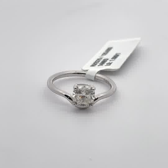 Solitaire Ring with Cushion Cut Diamond in White Gold