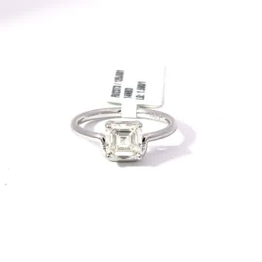 White Gold Solitaire Ring with Asscher Cut Diamond