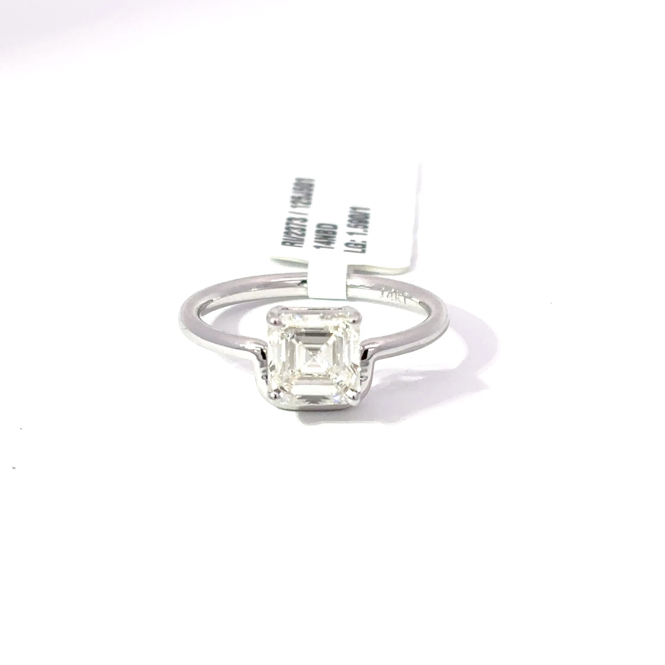 White Gold Solitaire Ring with Asscher Cut Diamond 2