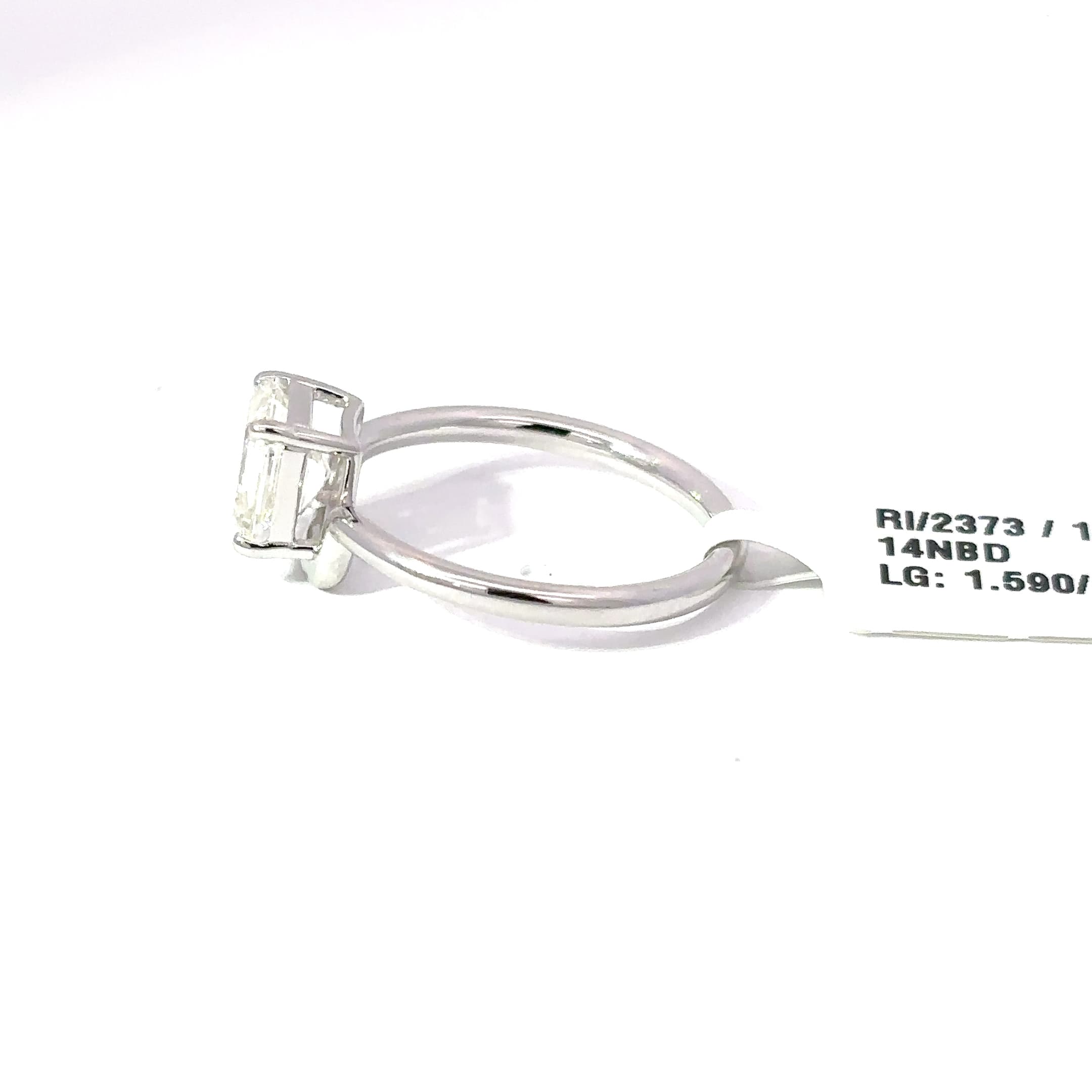 White Gold Solitaire Ring with Asscher Cut Diamond 3