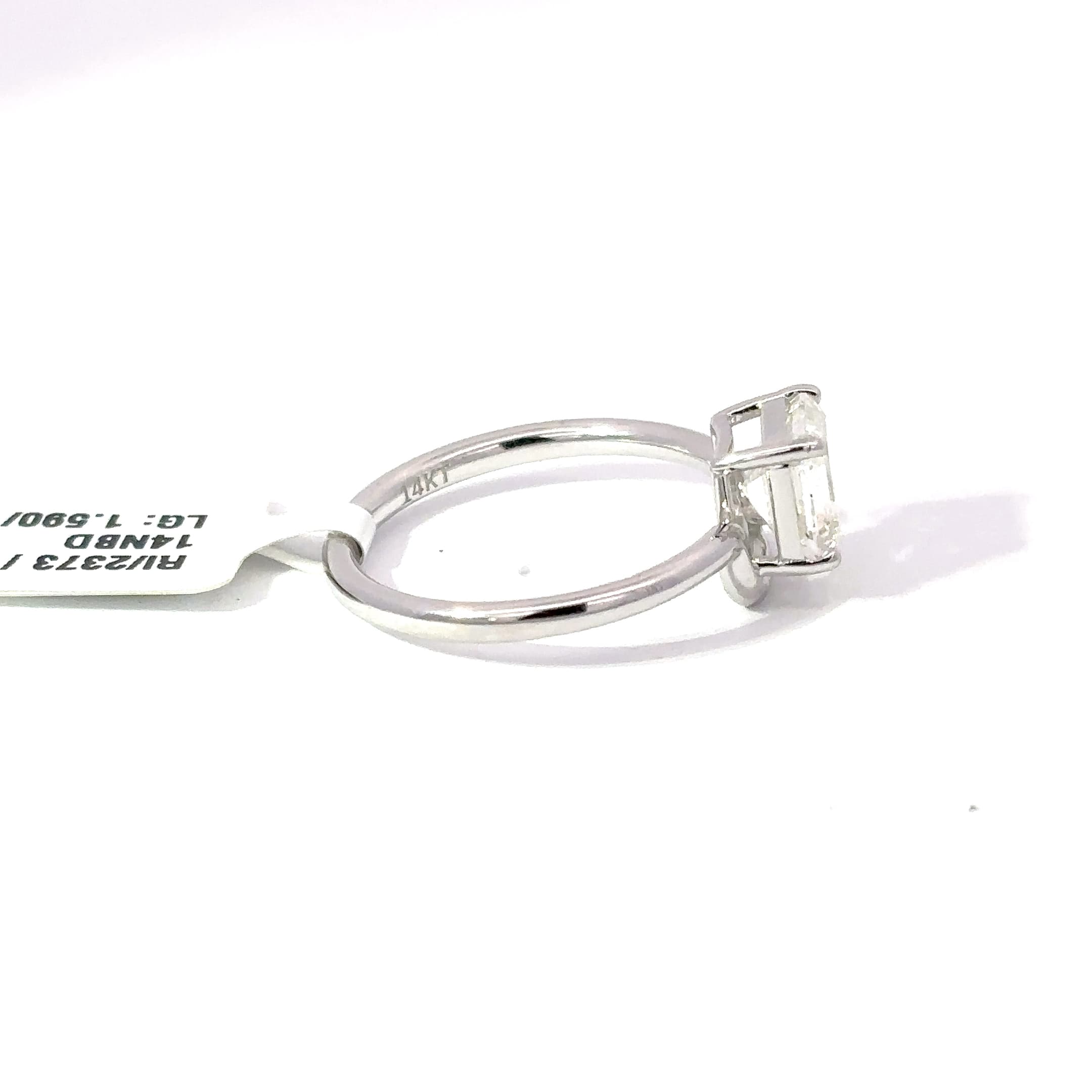 White Gold Solitaire Ring with Asscher Cut Diamond 5
