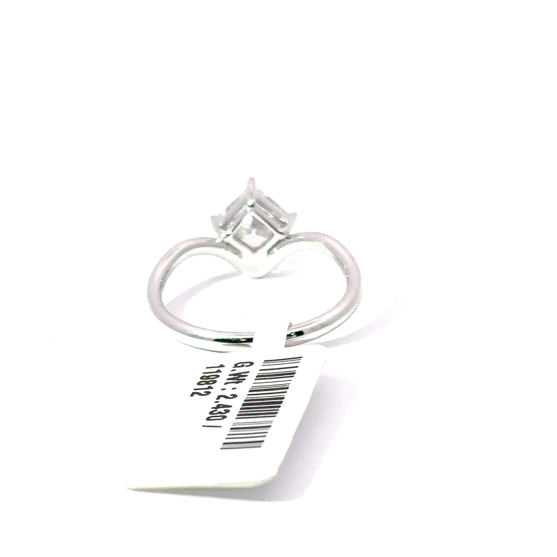White Gold Silver Solitaire Ring with Princess Cut Diamond 4