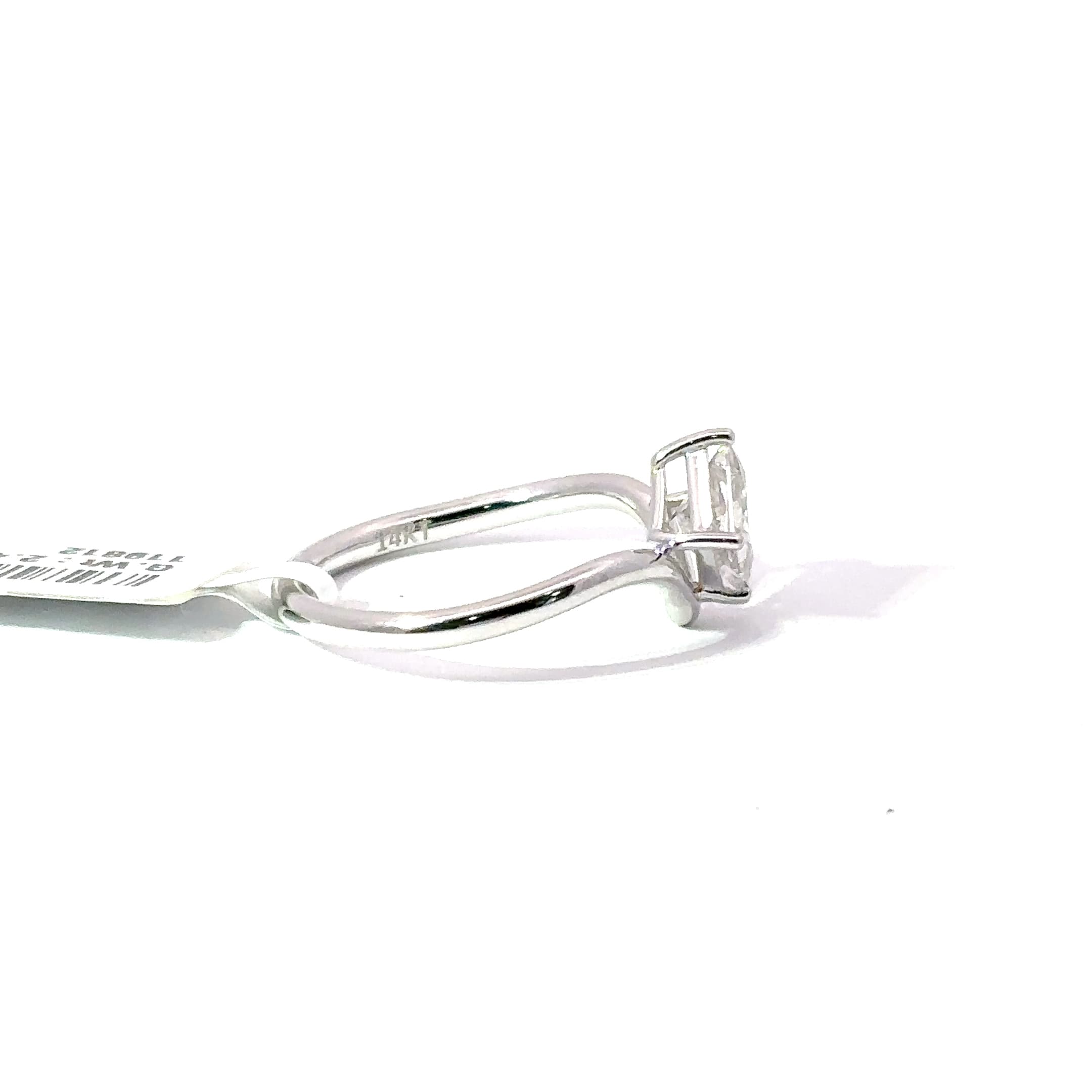 White Gold Silver Solitaire Ring with Princess Cut Diamond 5