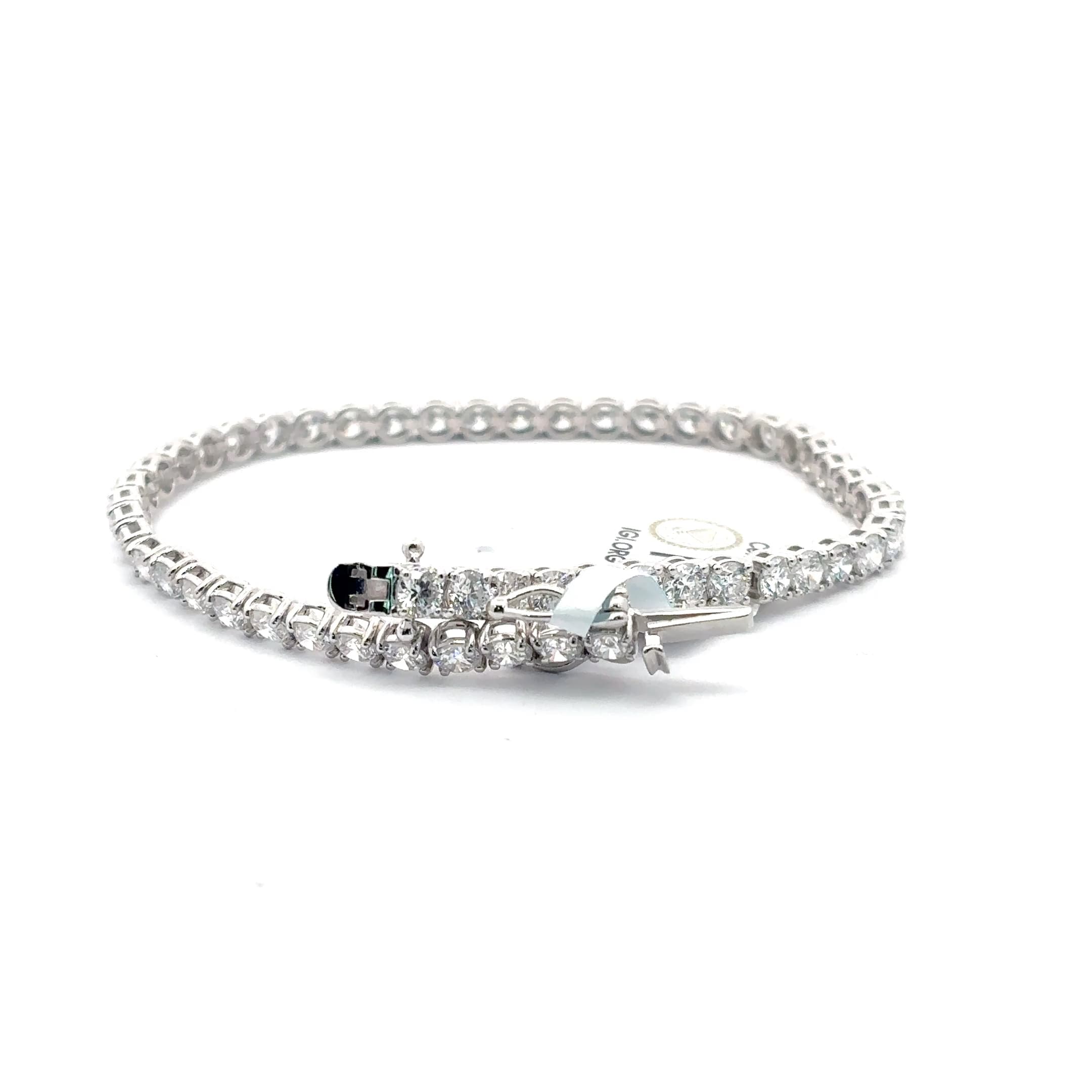 White Gold over Silver Diamond Tennis Bracelet 2