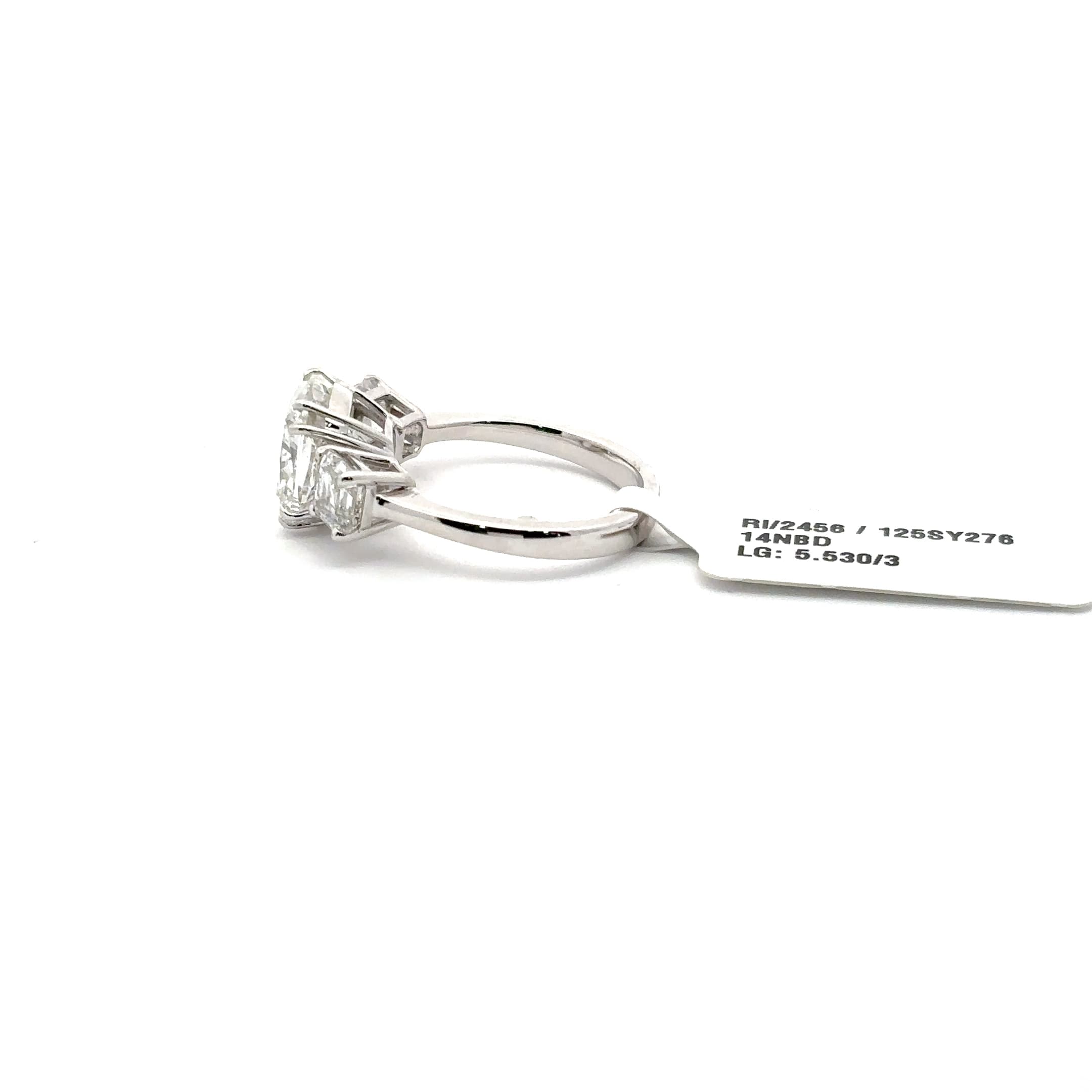 White Gold Three-Stone Ring with Square Cushion Cut Diamond 3