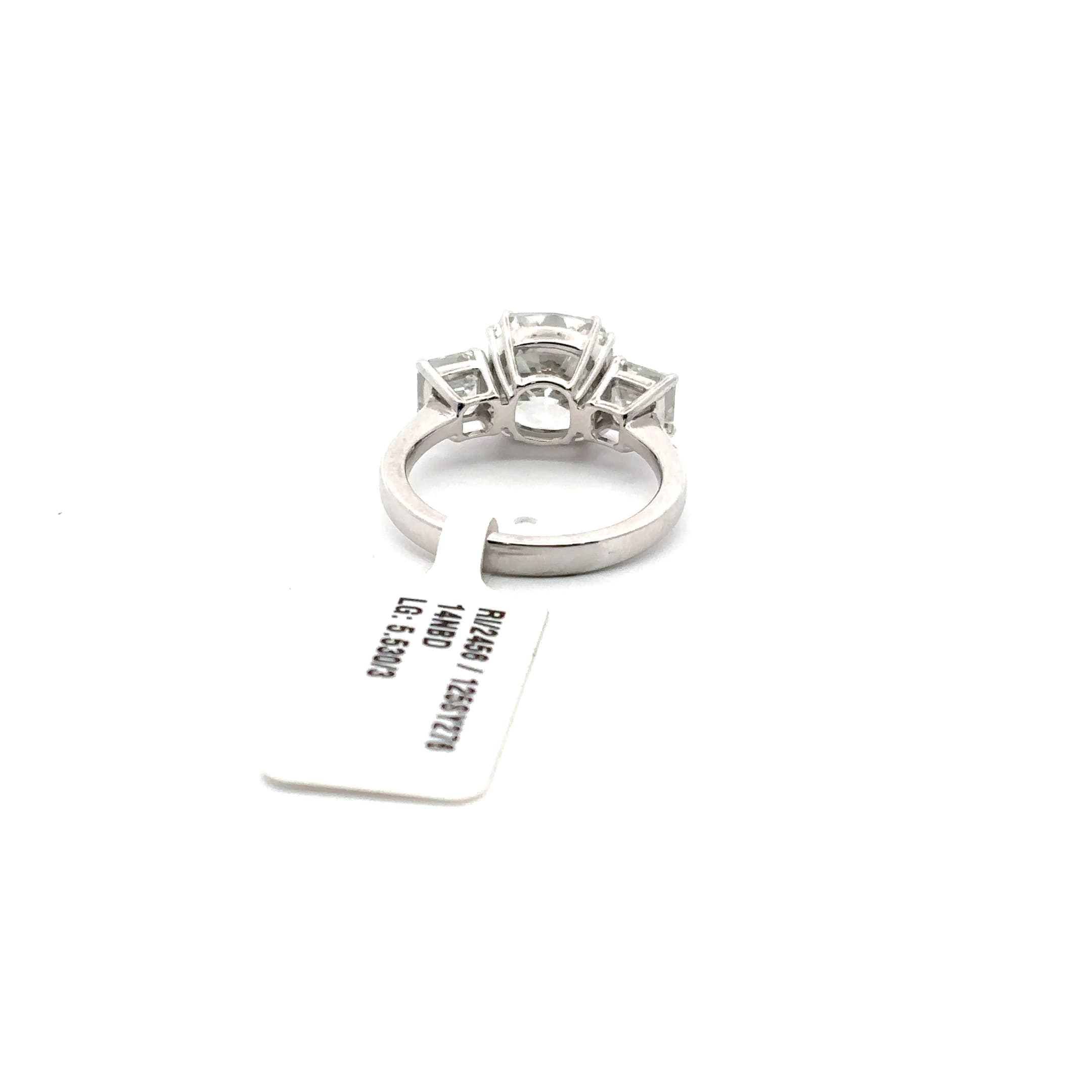 White Gold Three-Stone Ring with Square Cushion Cut Diamond 4