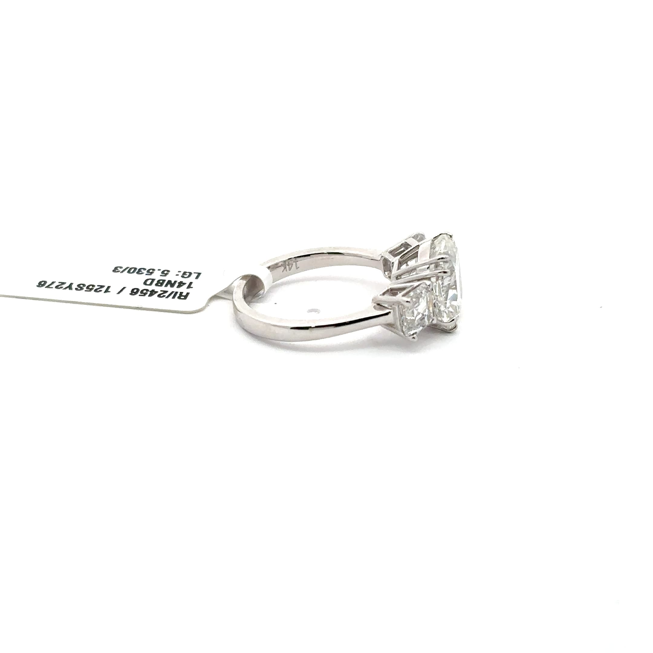 White Gold Three-Stone Ring with Square Cushion Cut Diamond 5