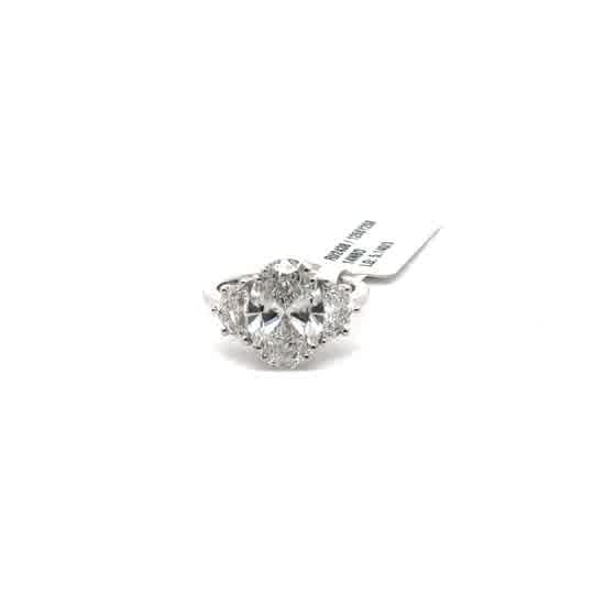 White Gold Oval Diamond Three-Stone Ring