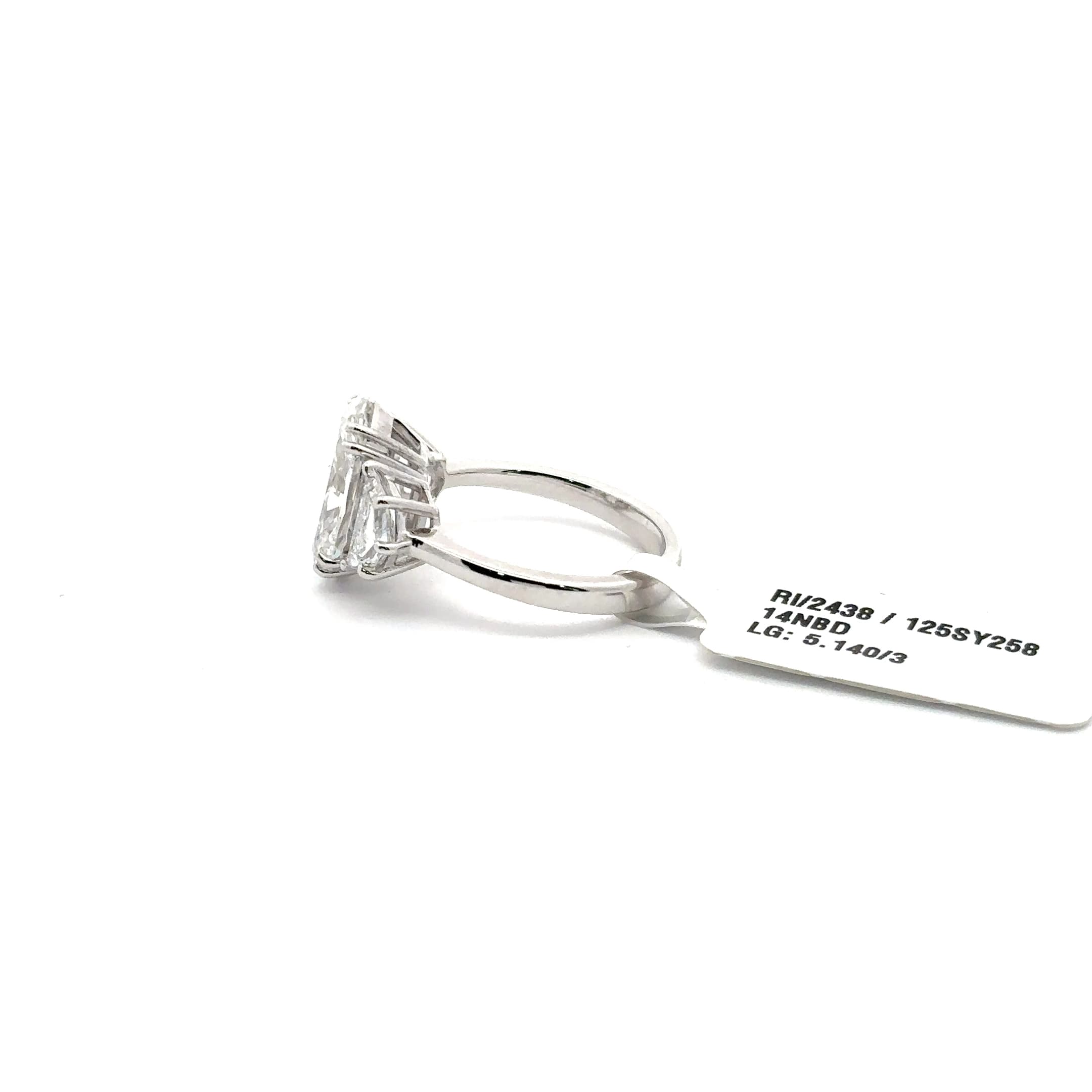 White Gold Oval Diamond Three-Stone Ring 3
