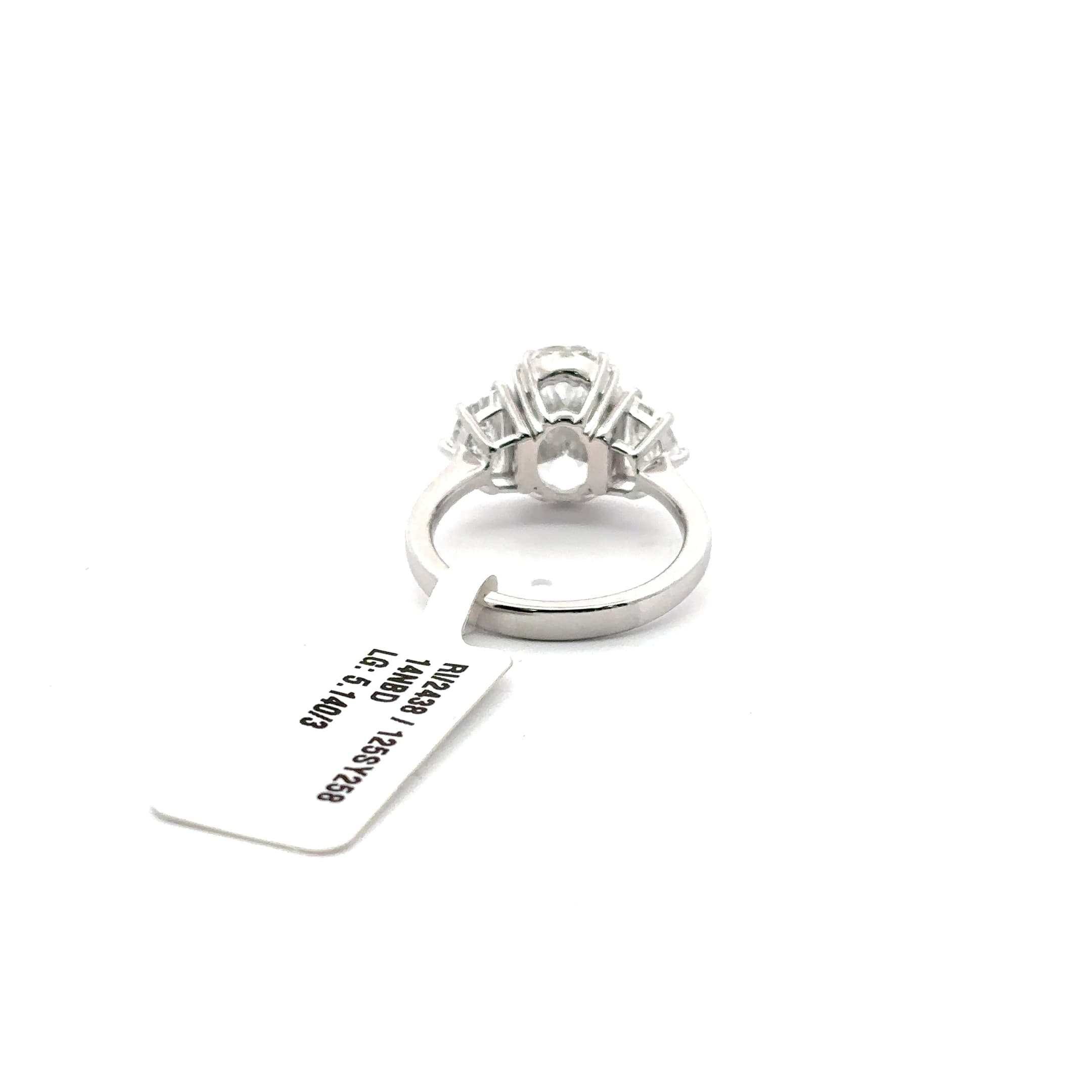 White Gold Oval Diamond Three-Stone Ring 4