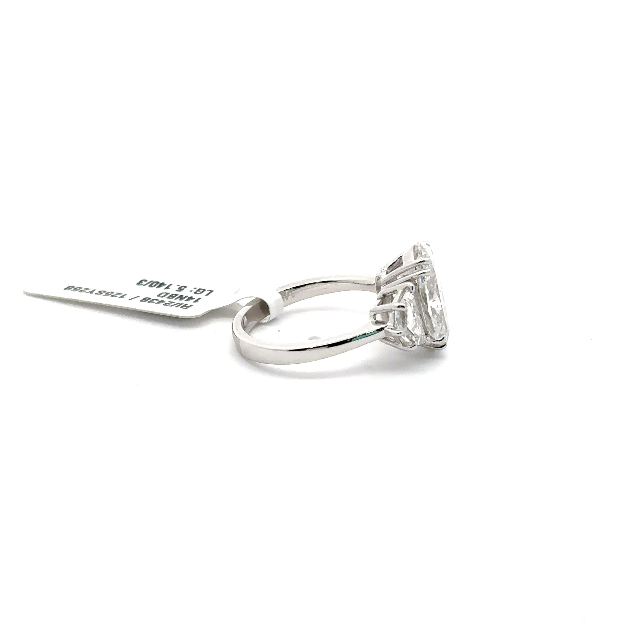 White Gold Oval Diamond Three-Stone Ring 5