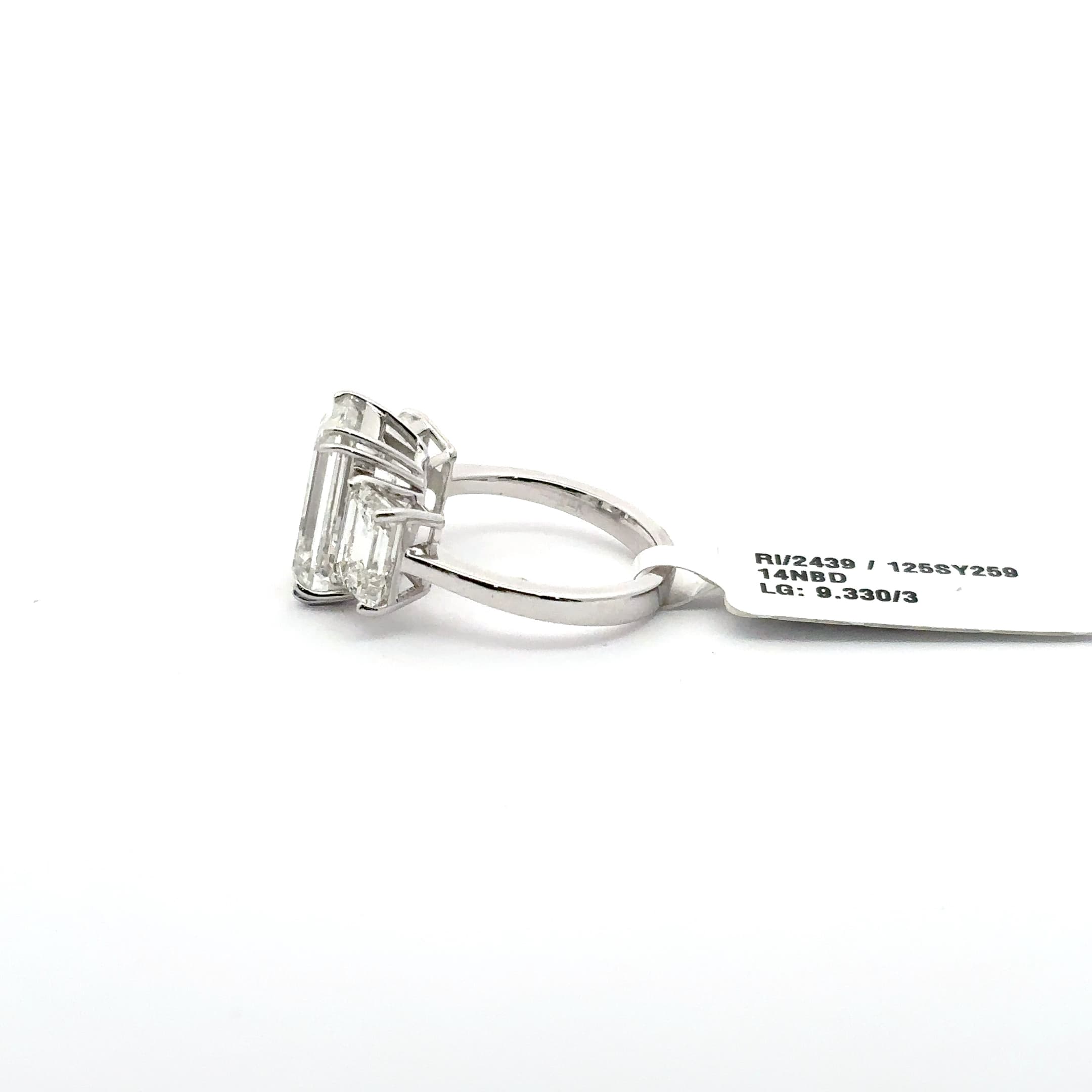 White Gold White Gold Emerald Cut Diamond Three-Stone Ring 3