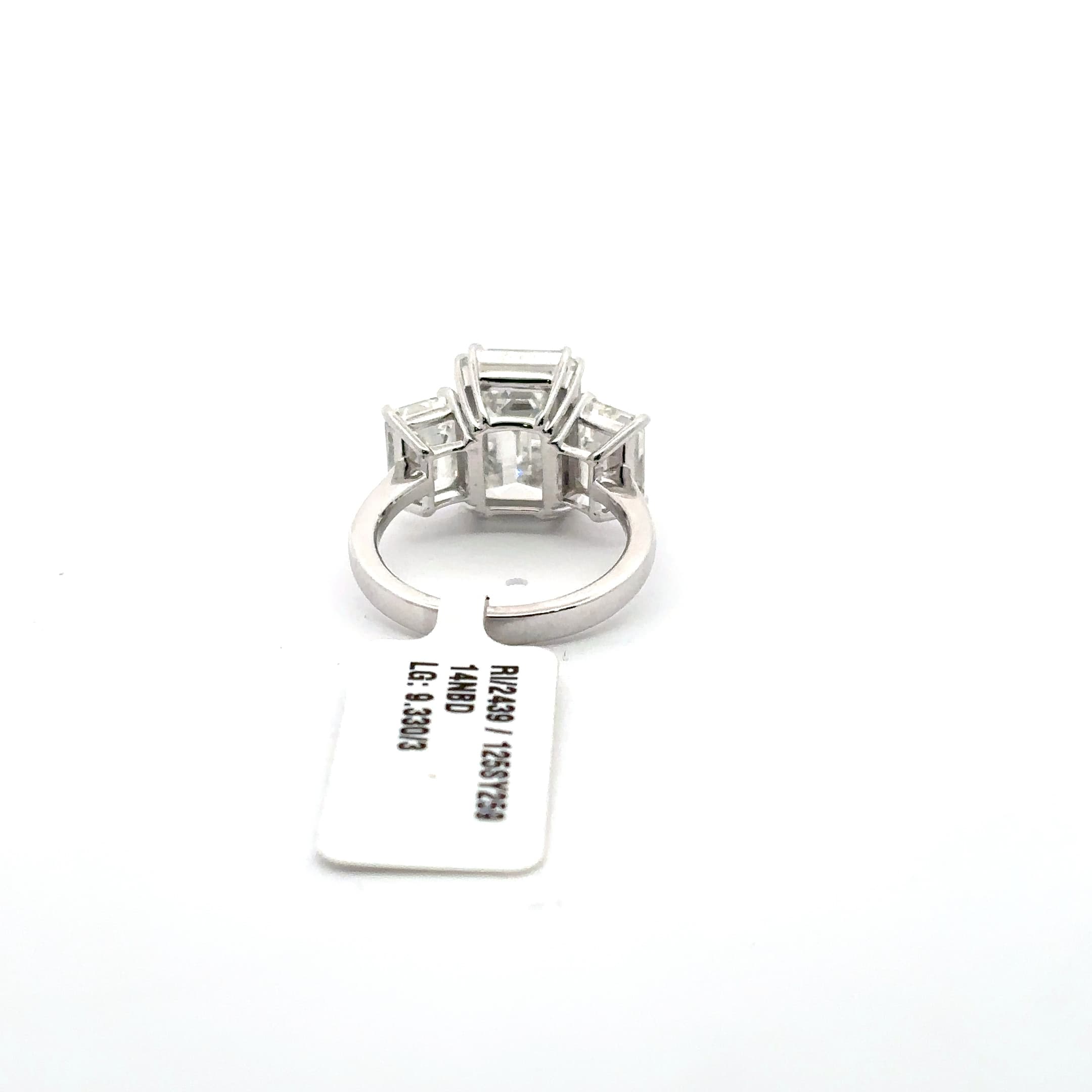 White Gold White Gold Emerald Cut Diamond Three-Stone Ring 4