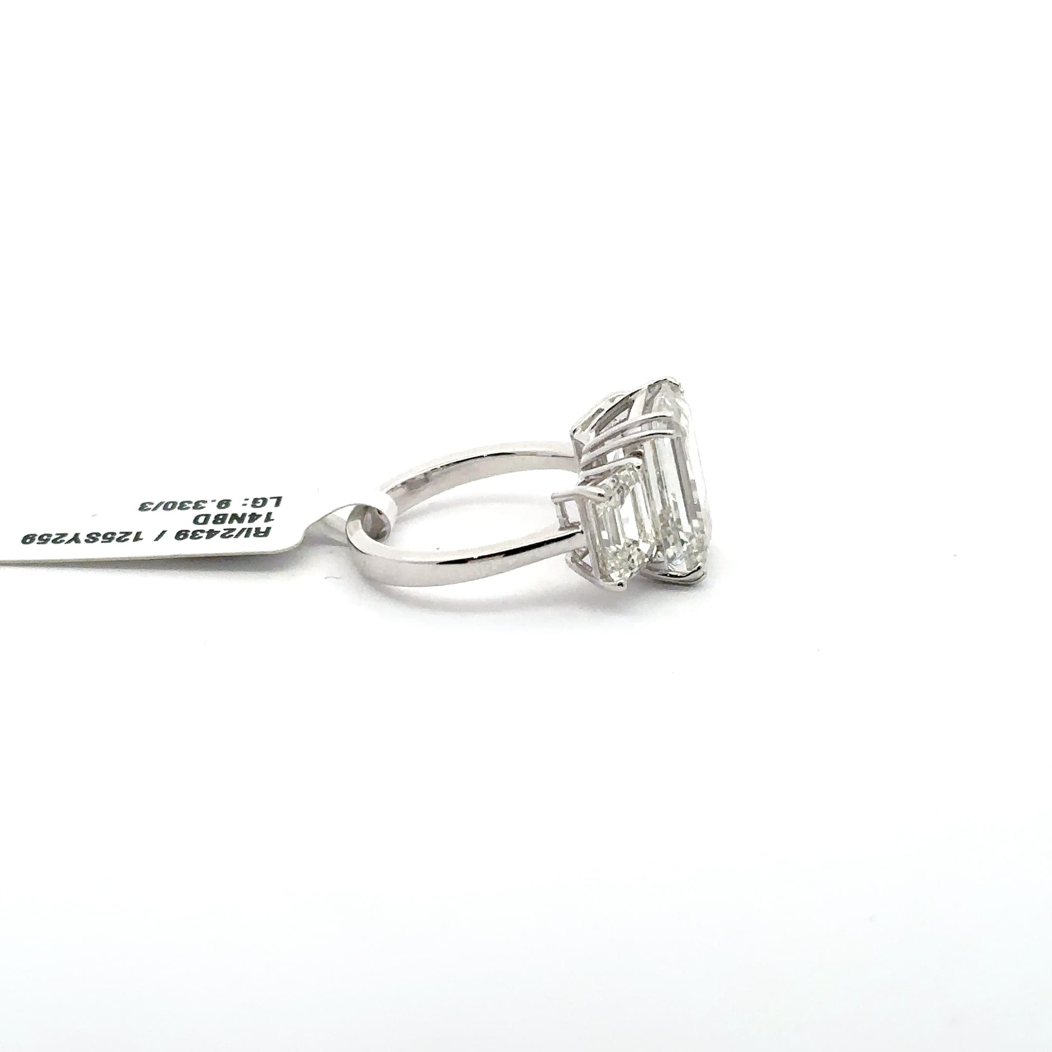 White Gold White Gold Emerald Cut Diamond Three-Stone Ring 5