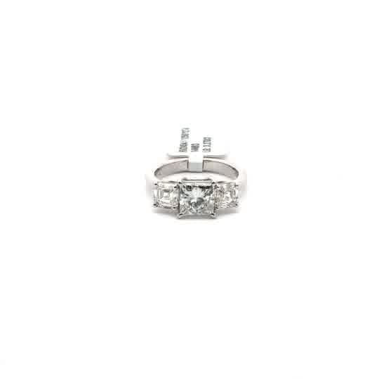 White Gold Three-Stone Princess Cut Diamond Ring