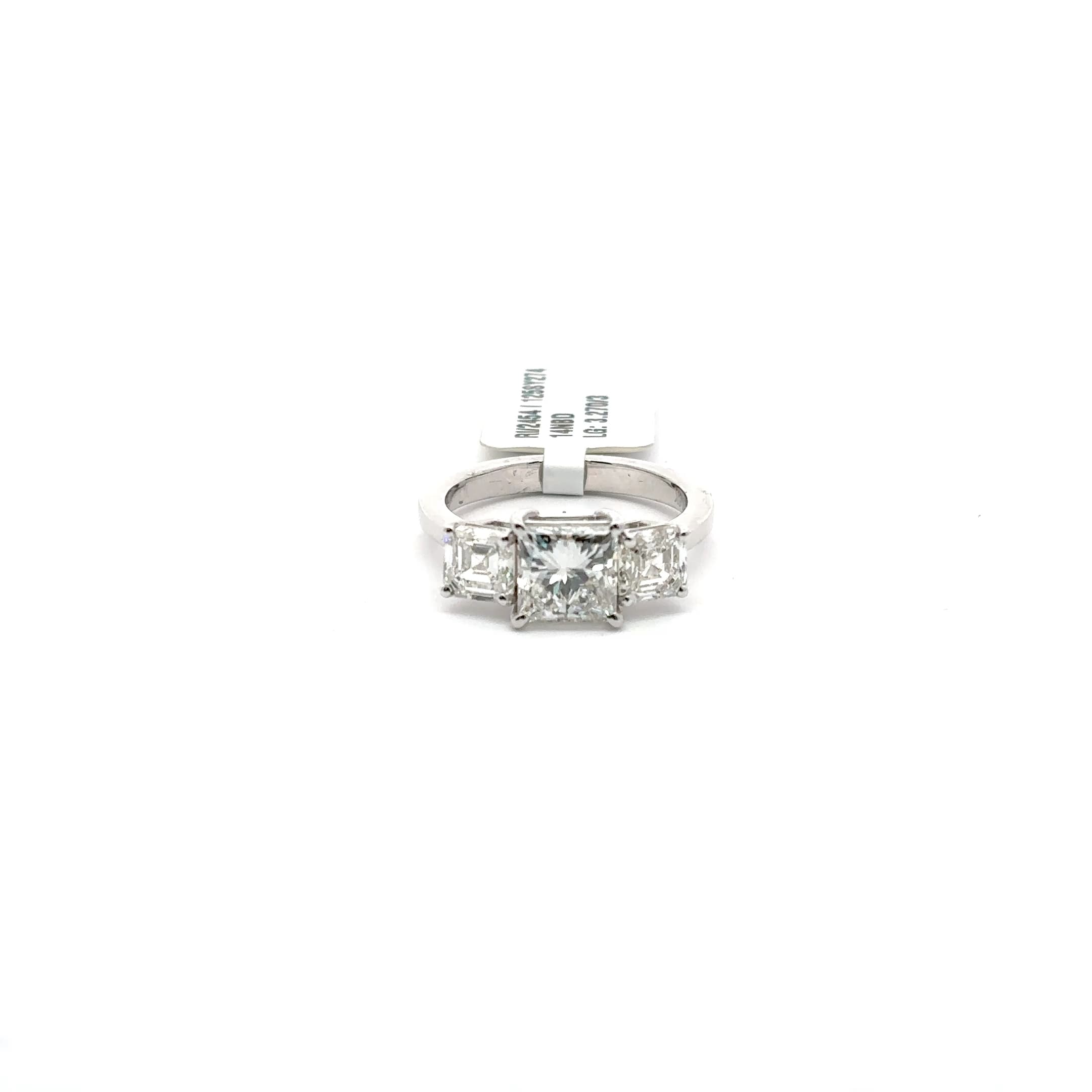 White Gold Three-Stone Princess Cut Diamond Ring 2