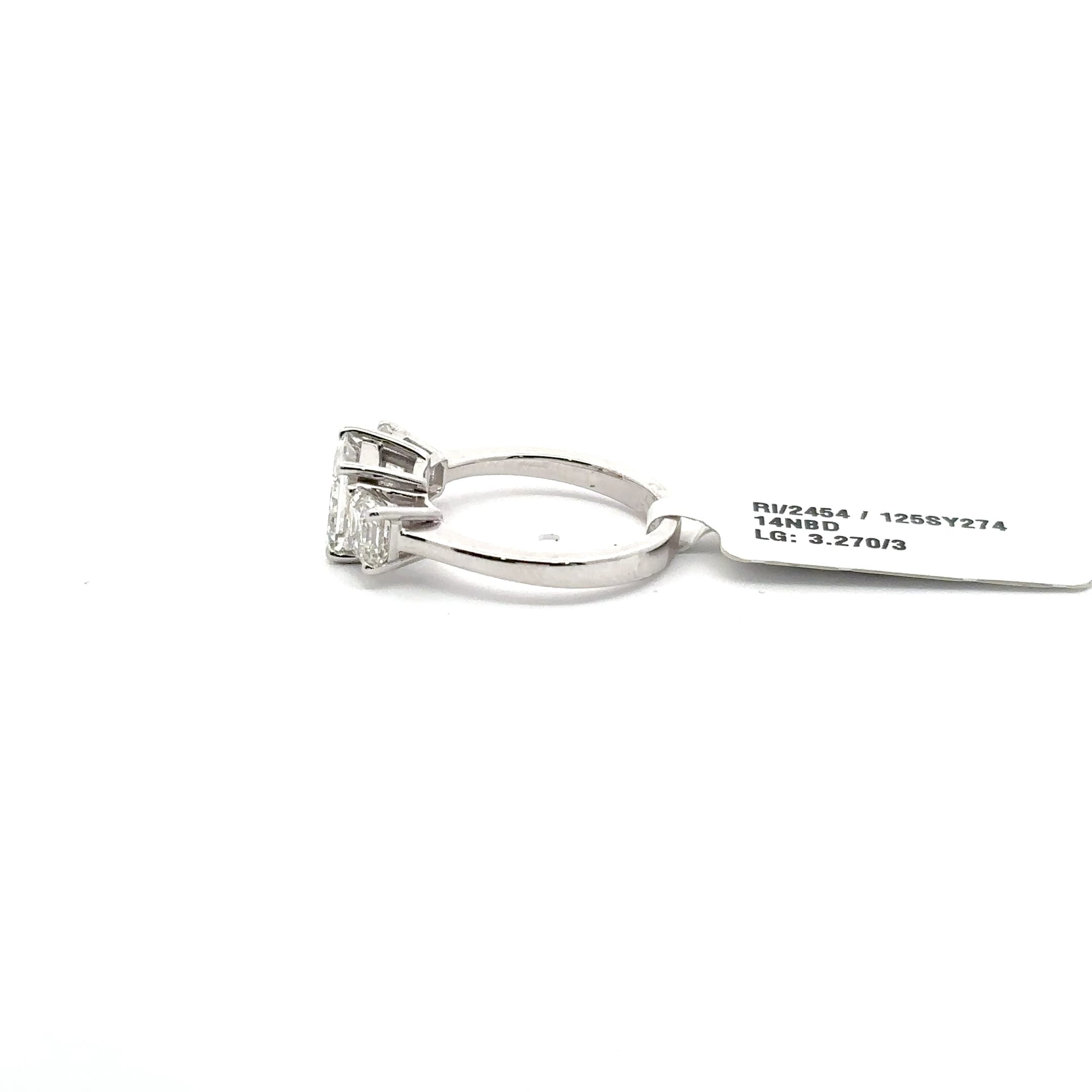 White Gold Three-Stone Princess Cut Diamond Ring 3