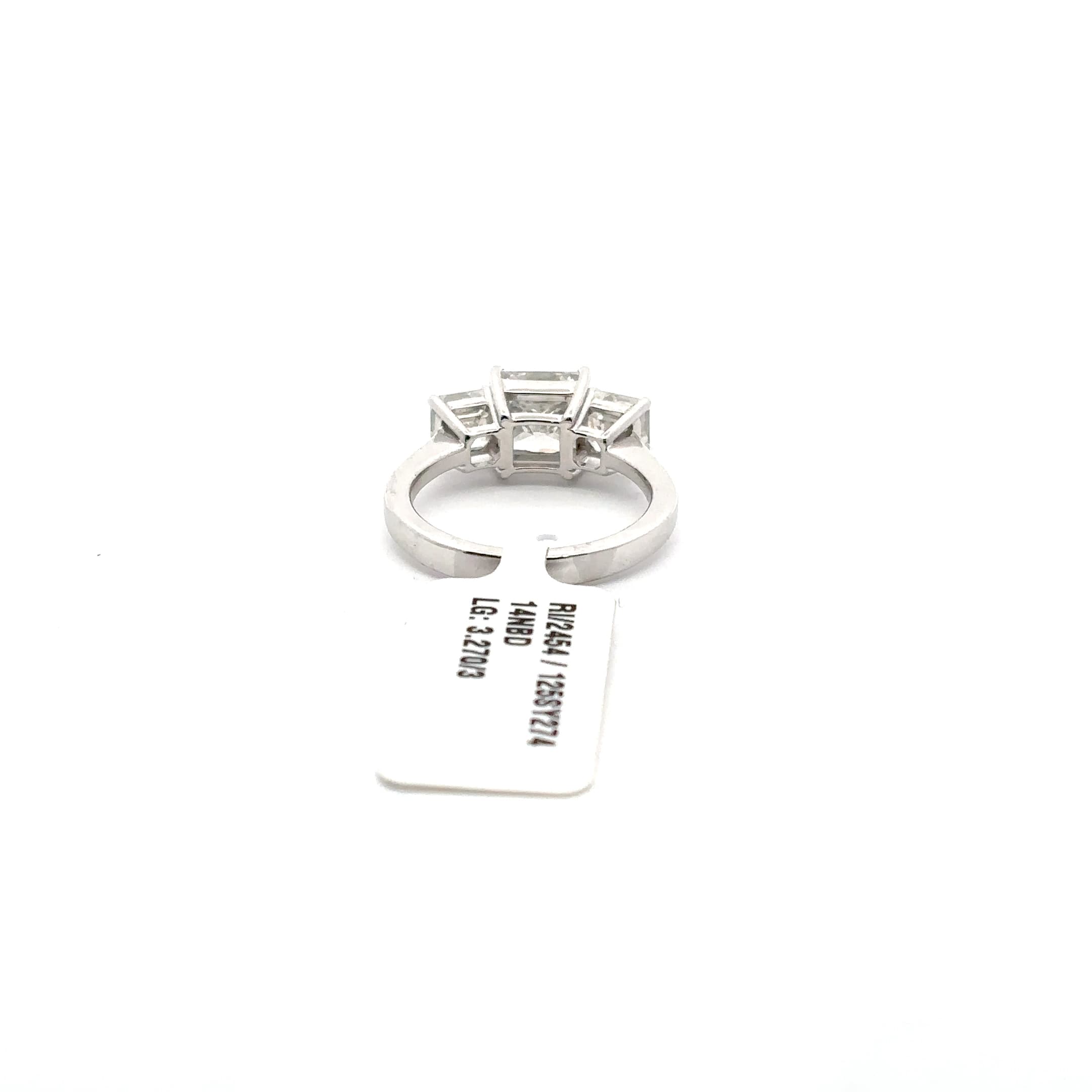 White Gold Three-Stone Princess Cut Diamond Ring 4